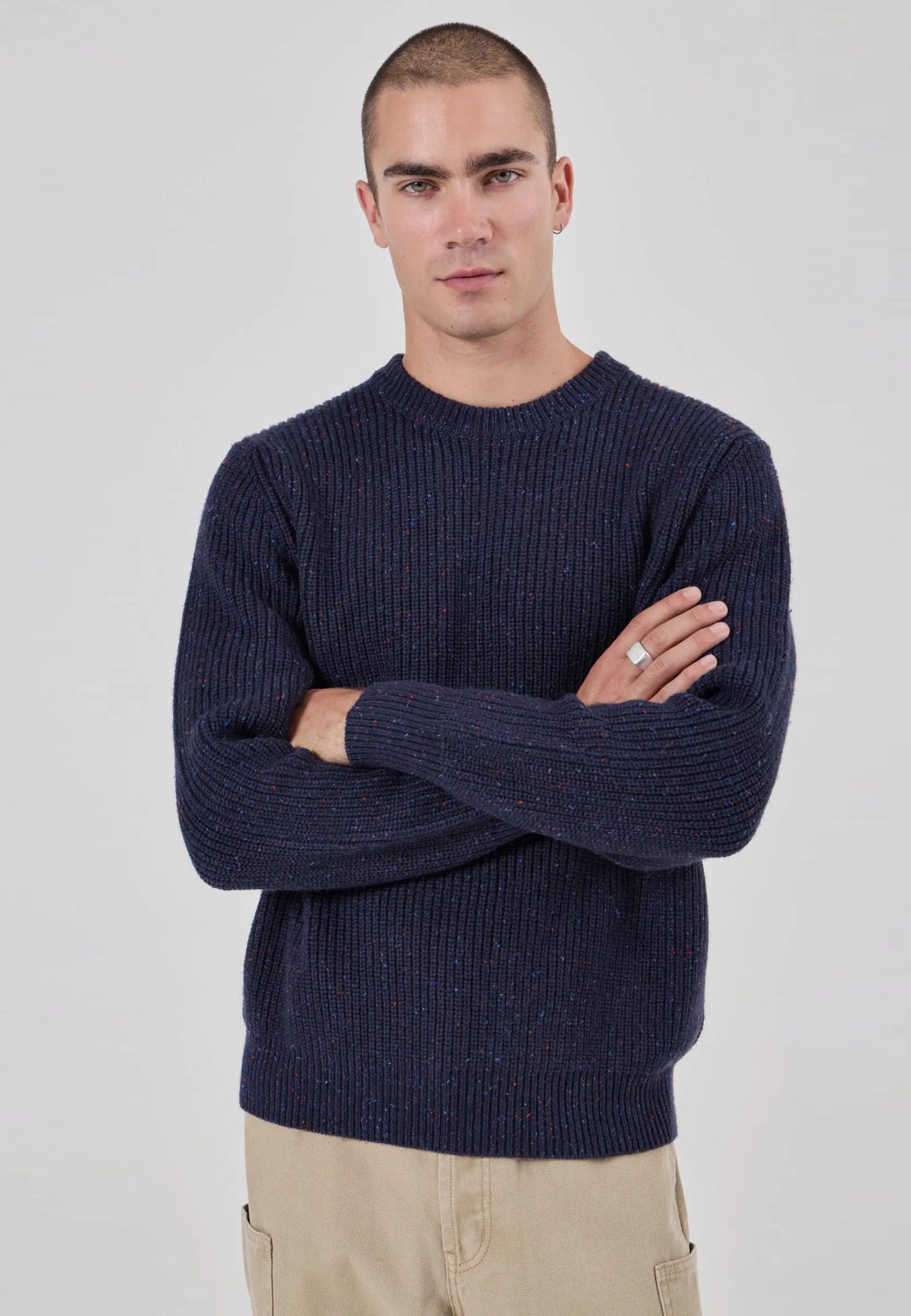 Fishermans Tweed Crew - Dark navy