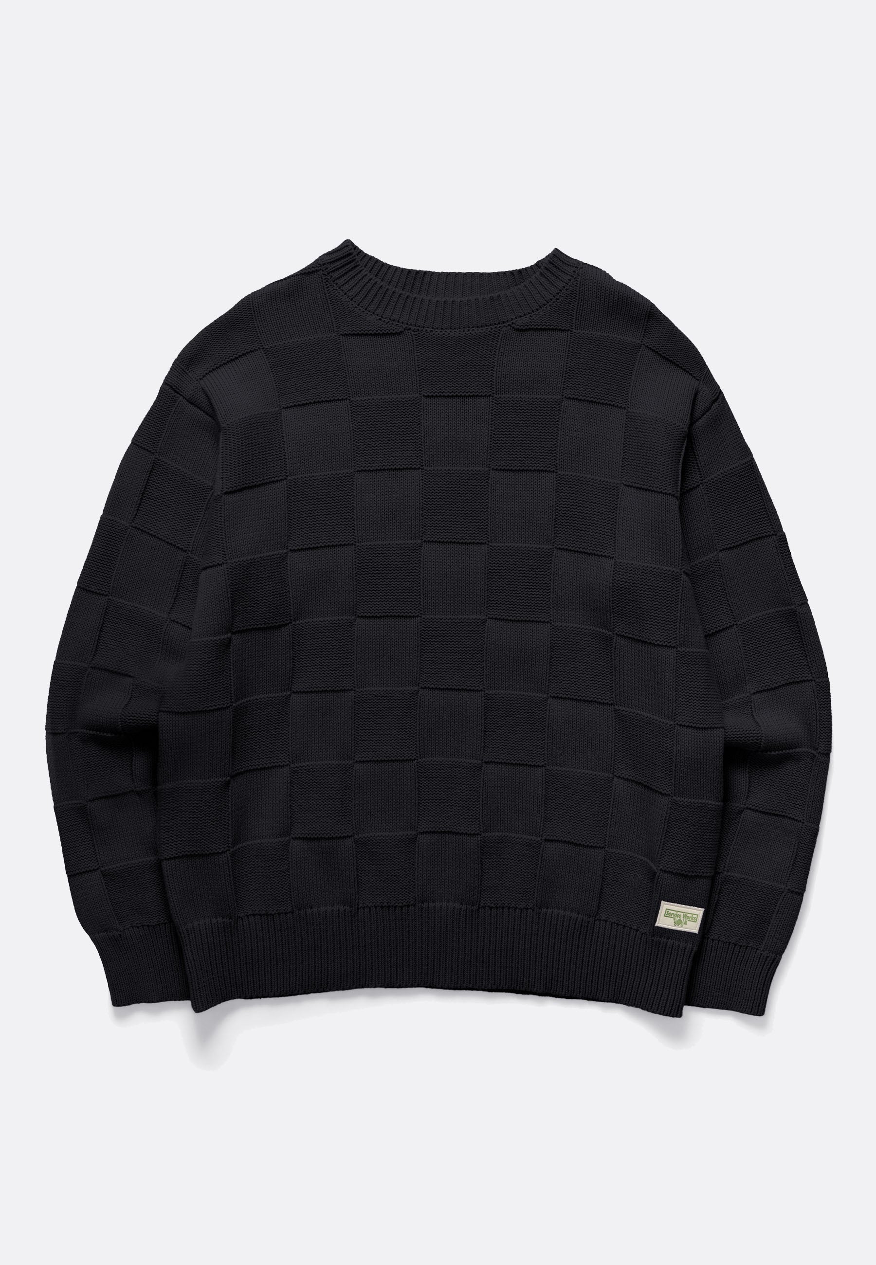 Check Knit Crewneck - Black