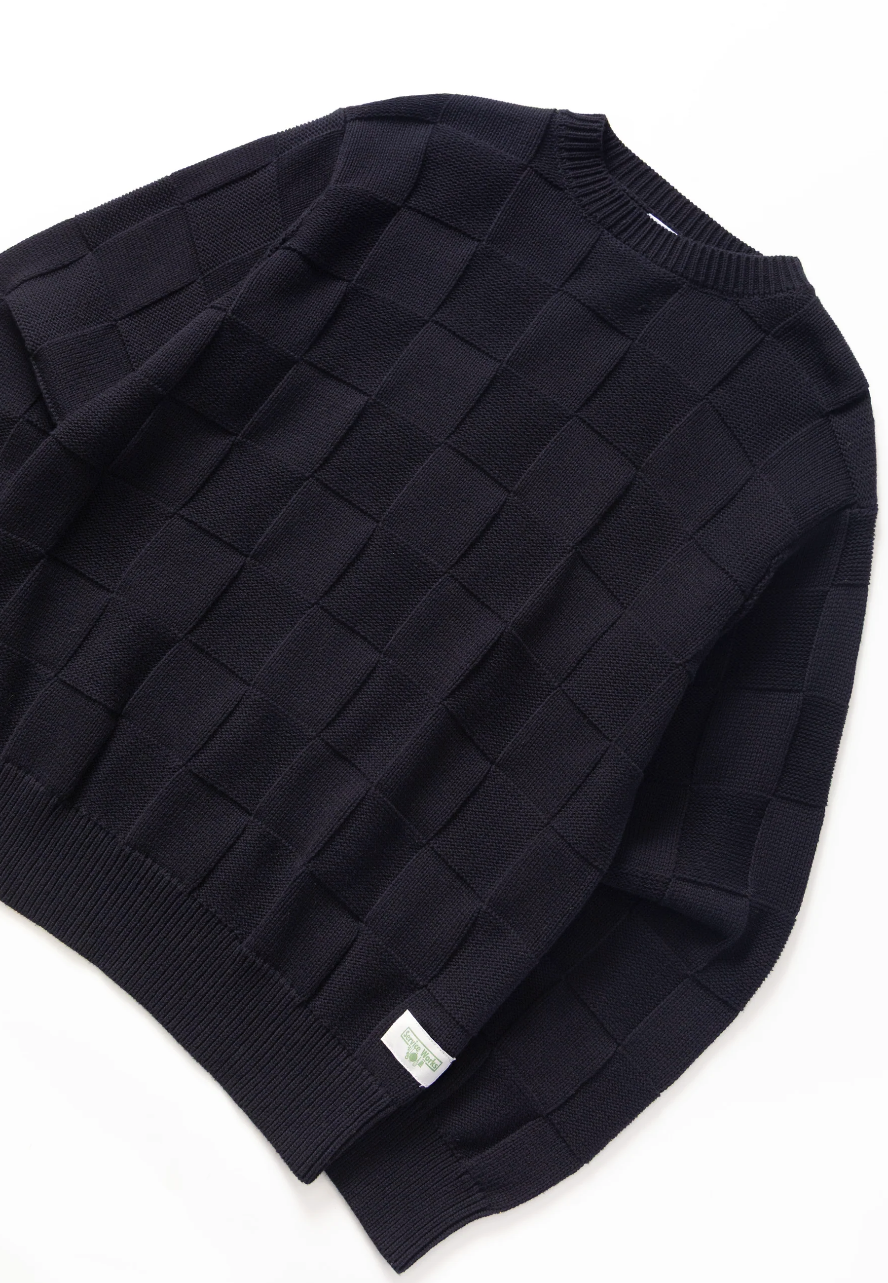 Check Knit Crewneck - Black