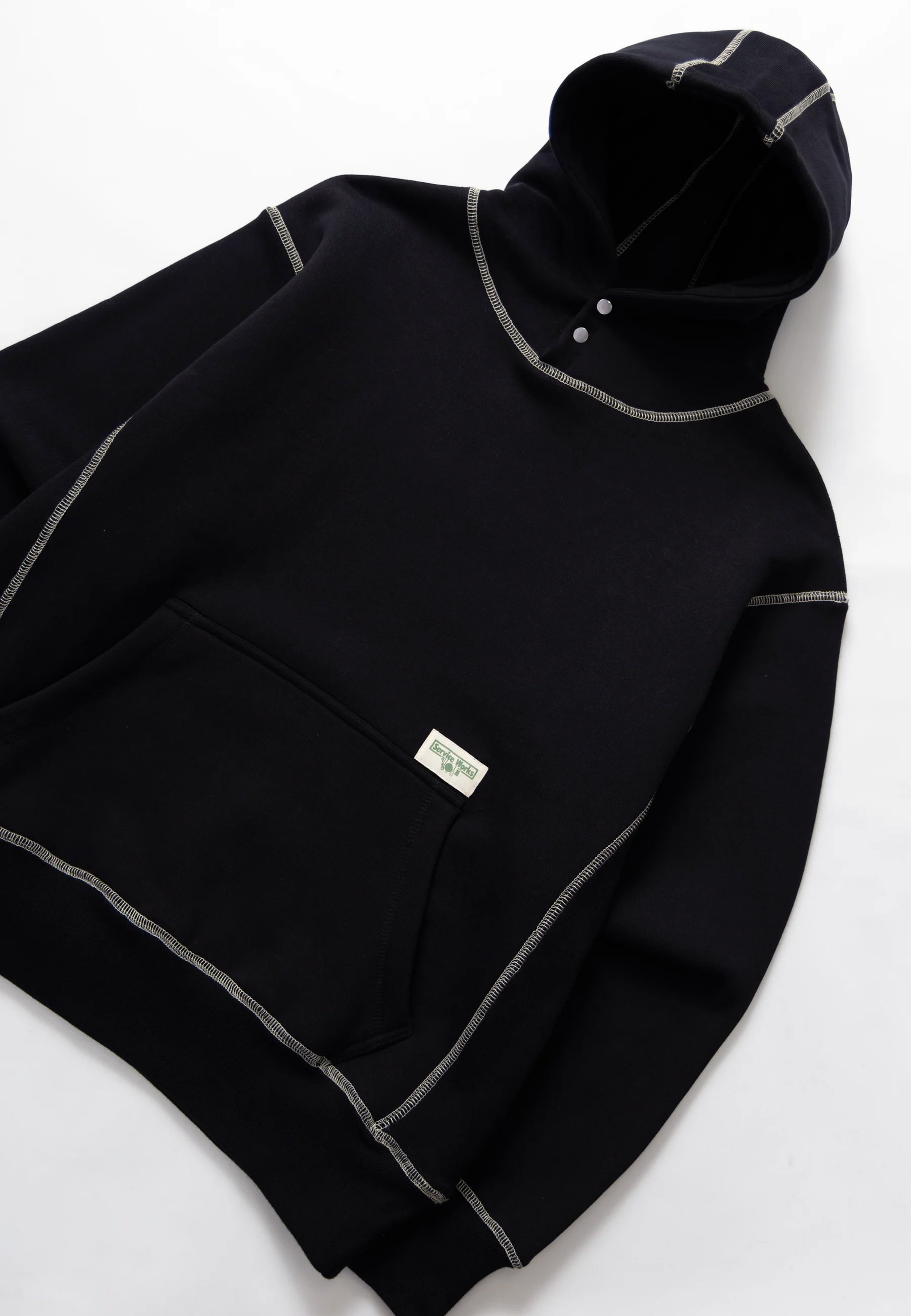 Contrast Stitch Hoodie - Black