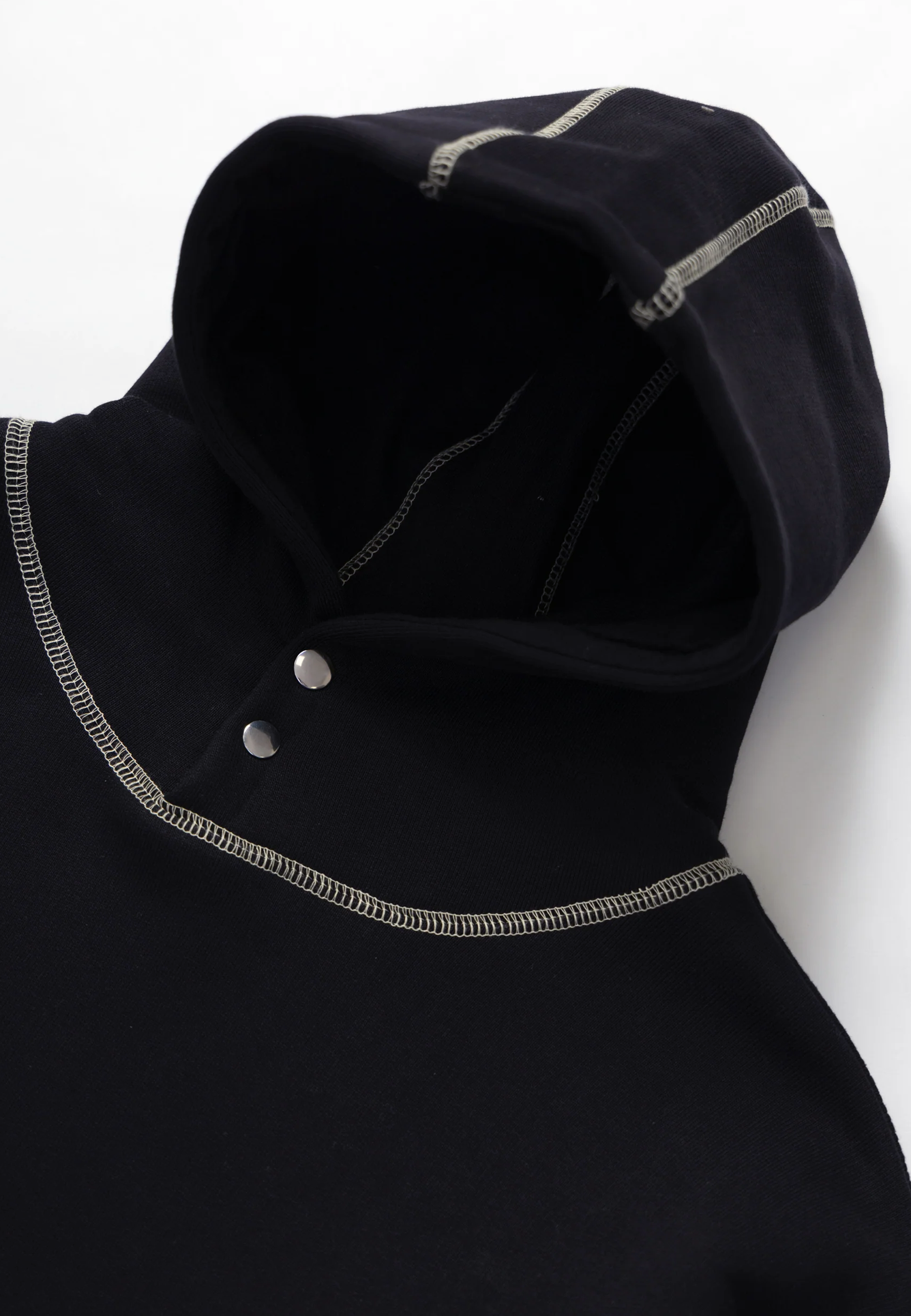 Contrast Stitch Hoodie - Black