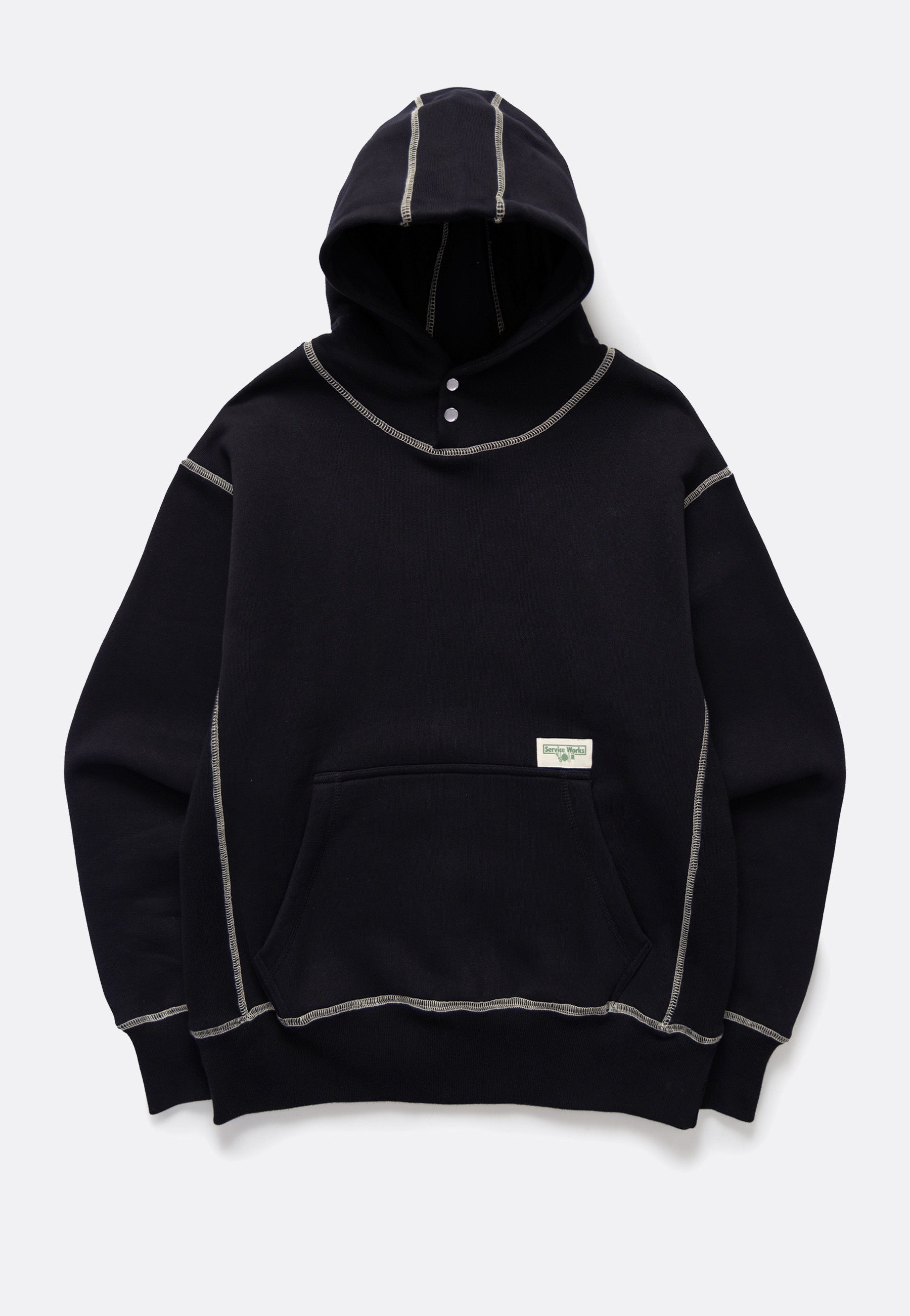 Contrast Stitch Hoodie - Black