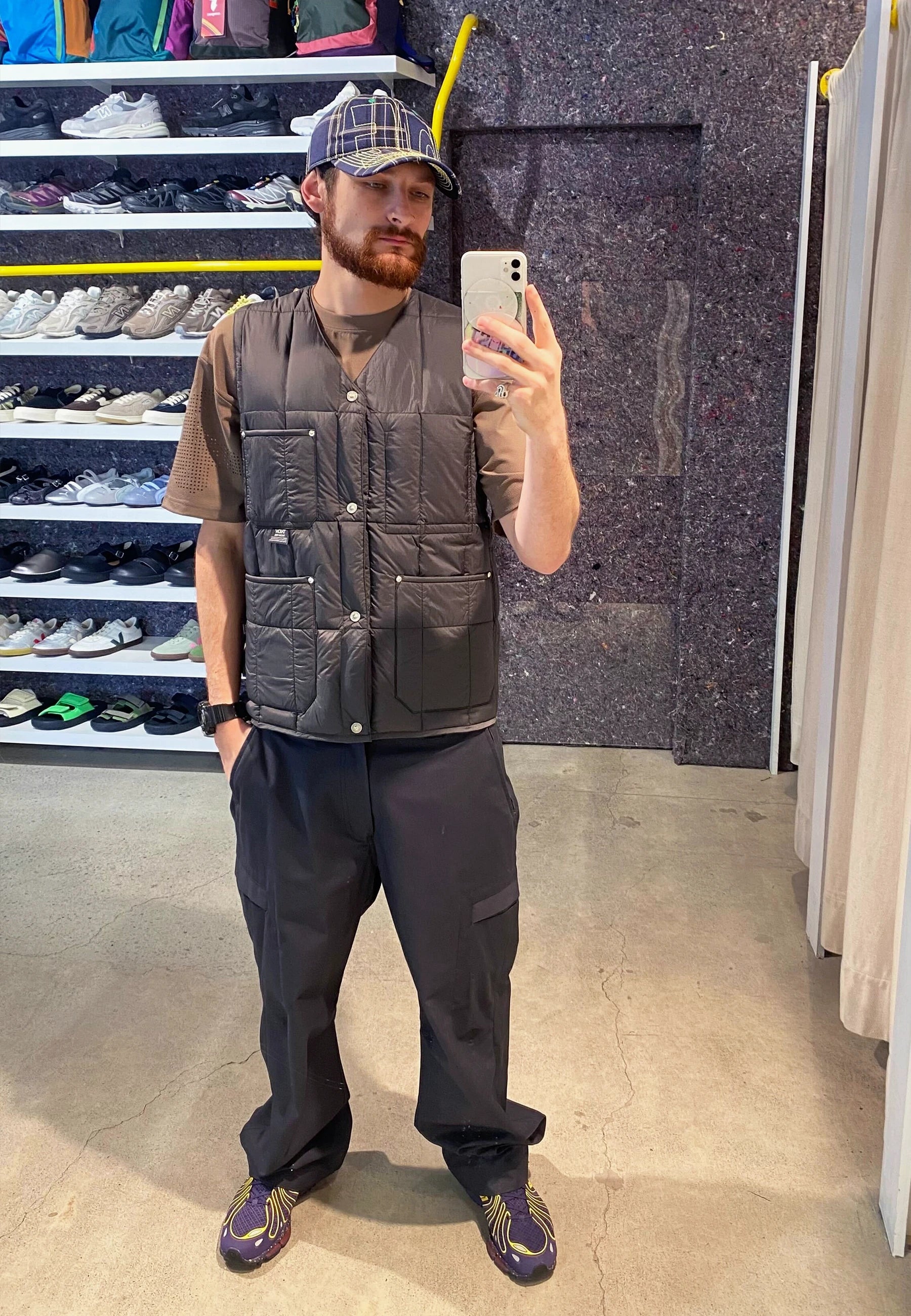 Work V Neck Button Down Vest - Dark Charcoal