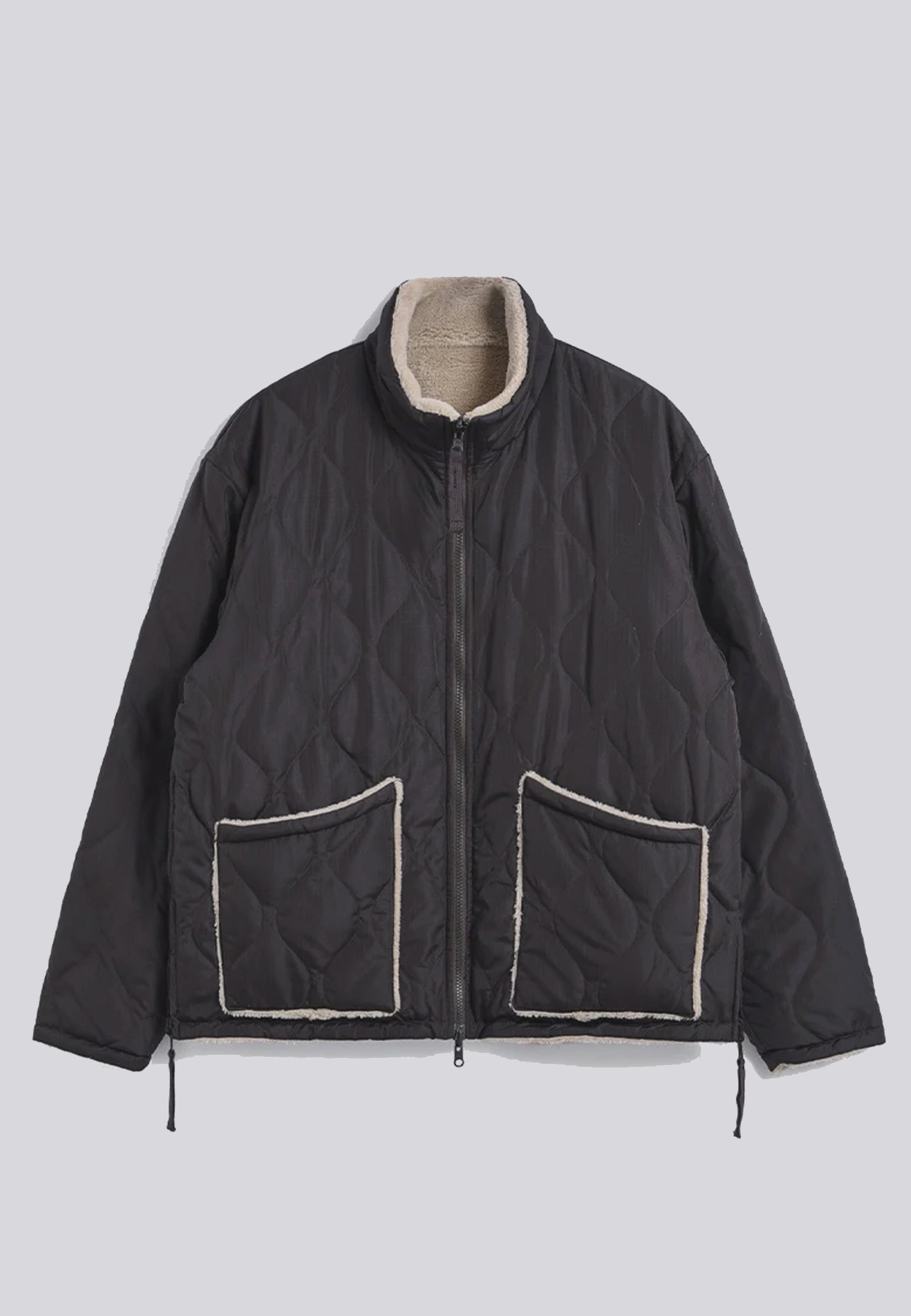 Military Reversible Down + BOA Hi Neck Jacket - Chocolate x Beige