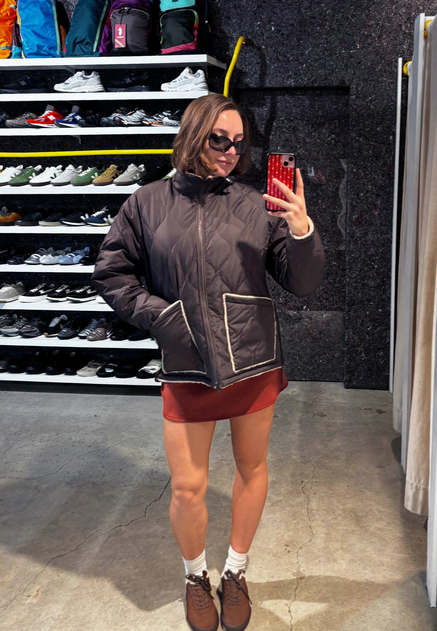 Military Reversible Down + BOA Hi Neck Jacket - Chocolate x Beige
