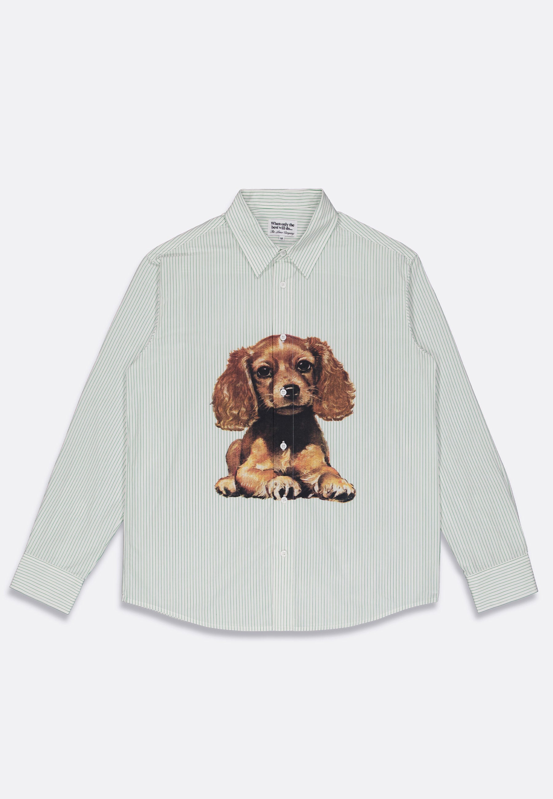 Puppy Shirt - Green/Cream Stripe