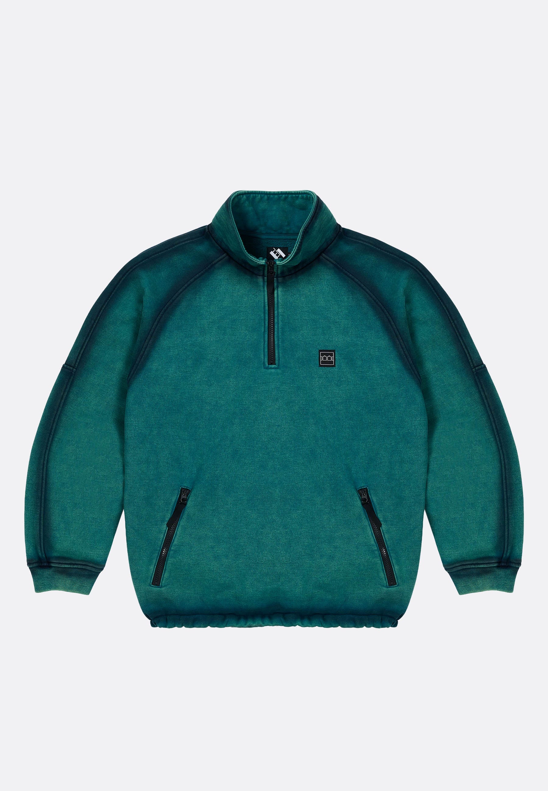 Spray Funnel Neck Top - Sea Moss Green/Black