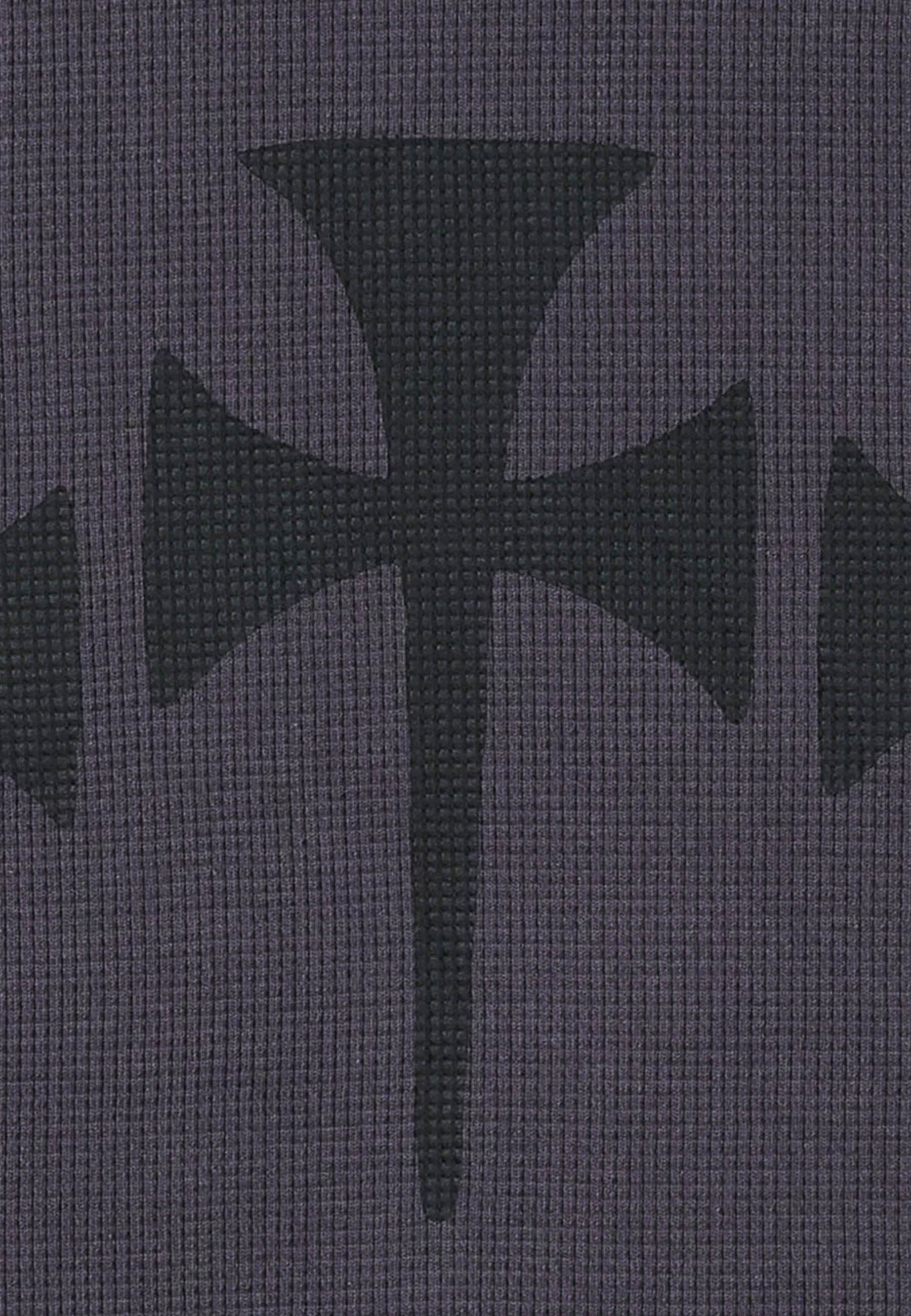 Three Cross Waffle LS Top - Charcoal/Black