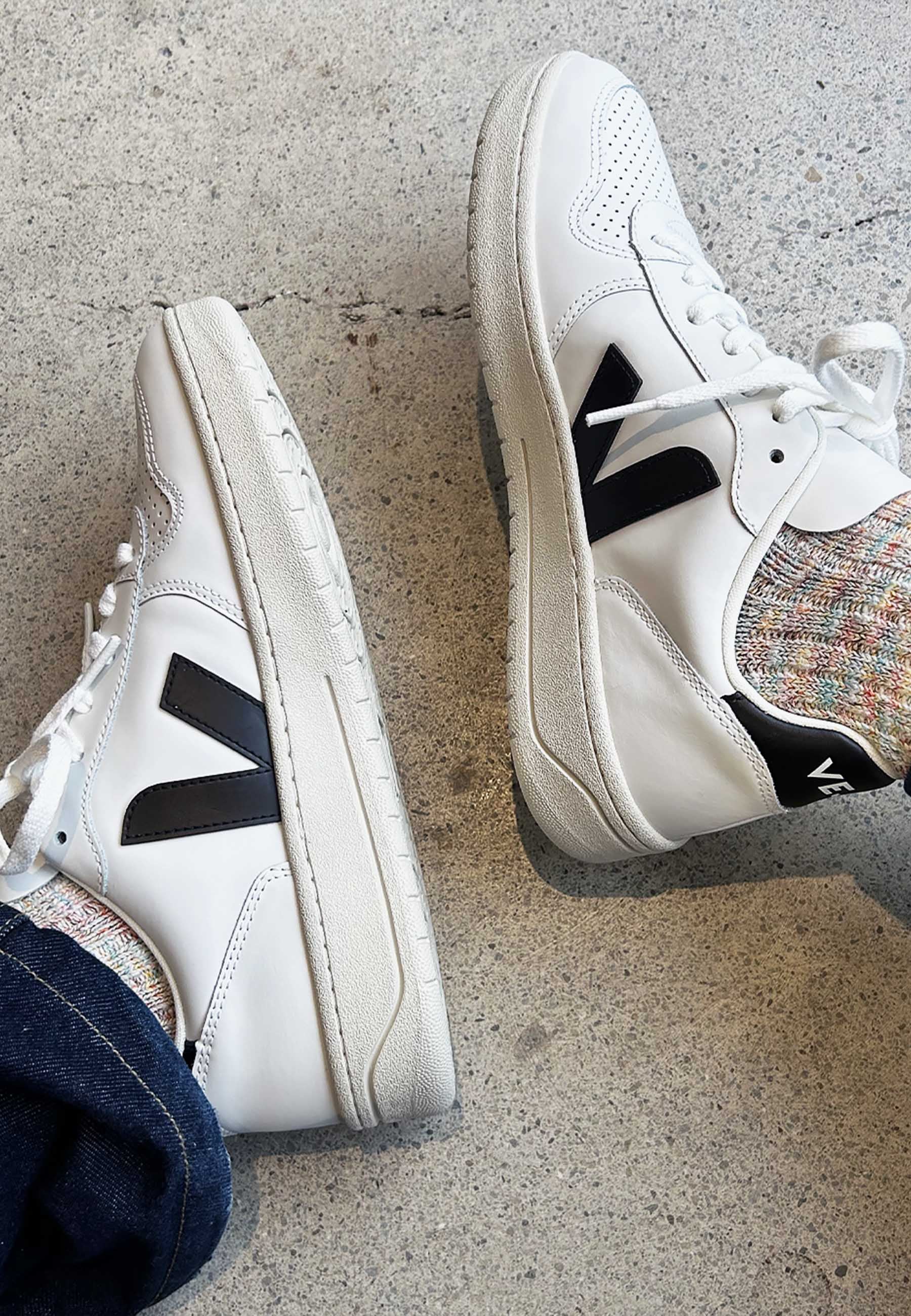 Black Clay Veja V10 Damen VEJA V-10 Prime Leather Sneaker Pure