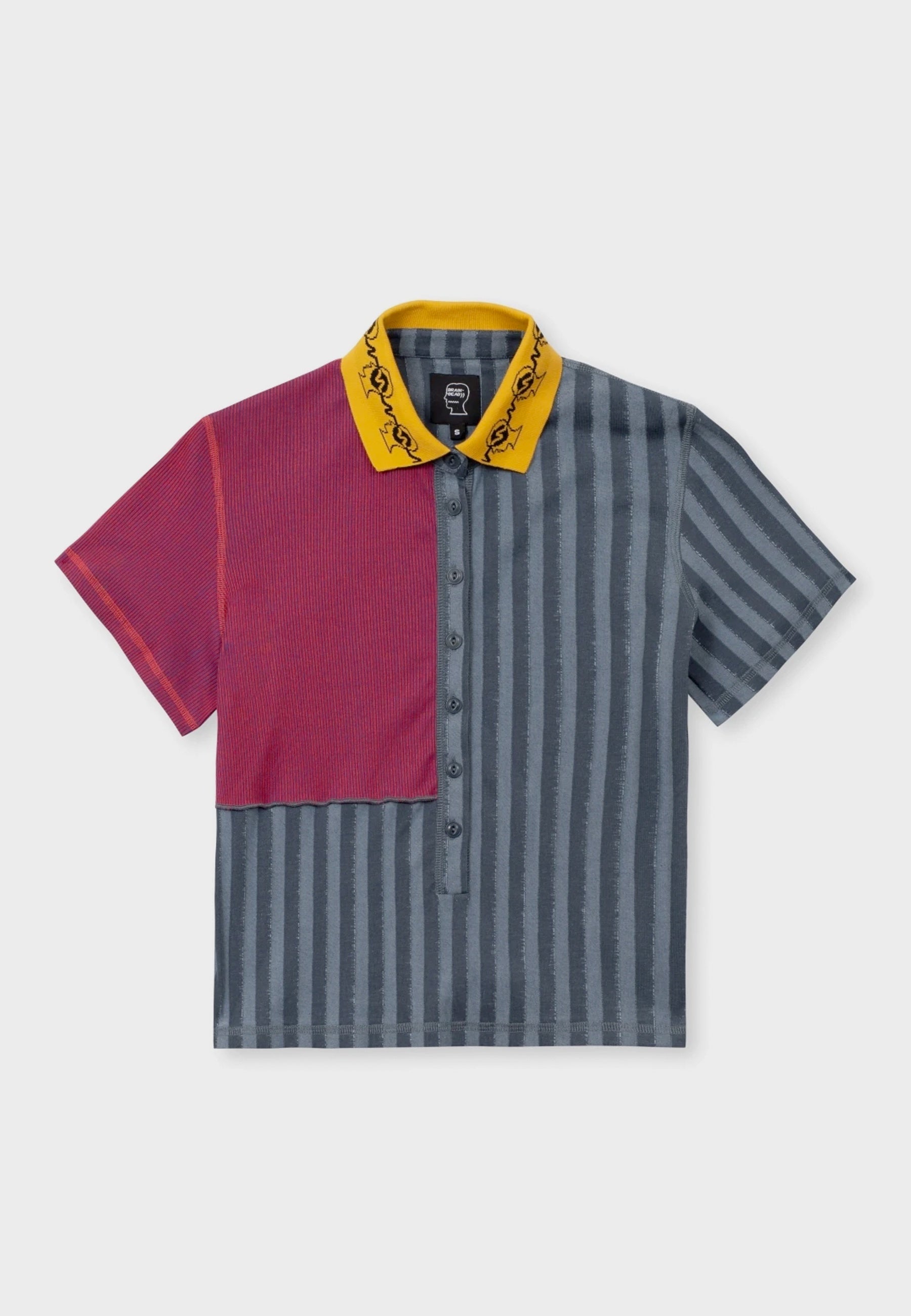 Jacquard Collar Paneled Polo - multi