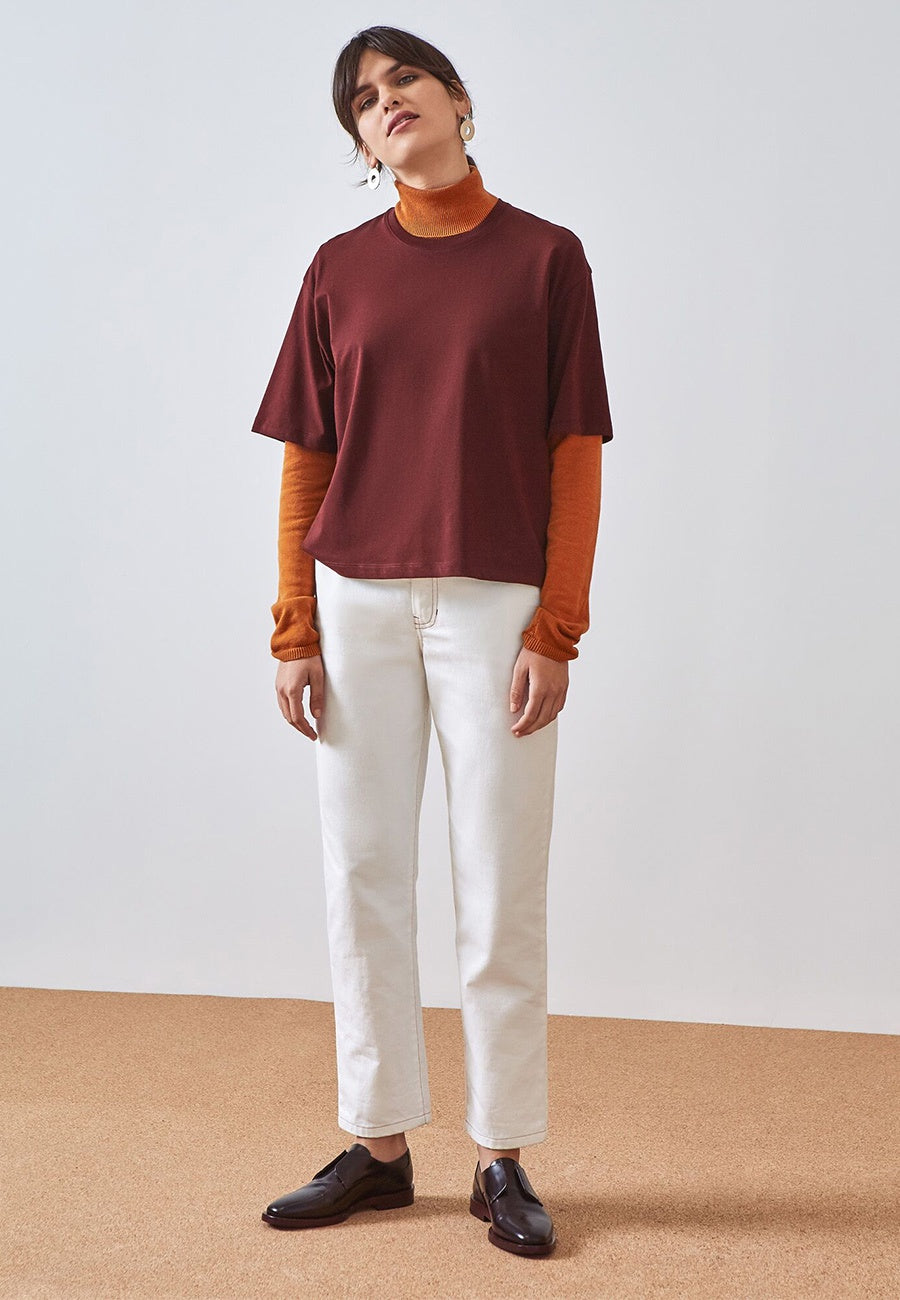 Kowtow Building Block Boxy T-Shirt - wine — Good as Gold