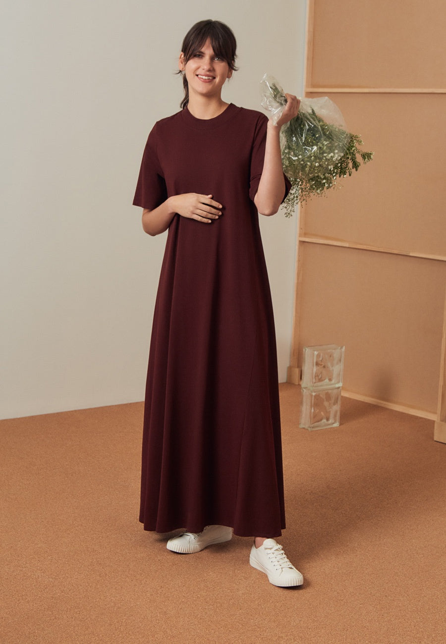 Kowtow Building Block T-Shirt Swing Dress - wine — Good as Gold