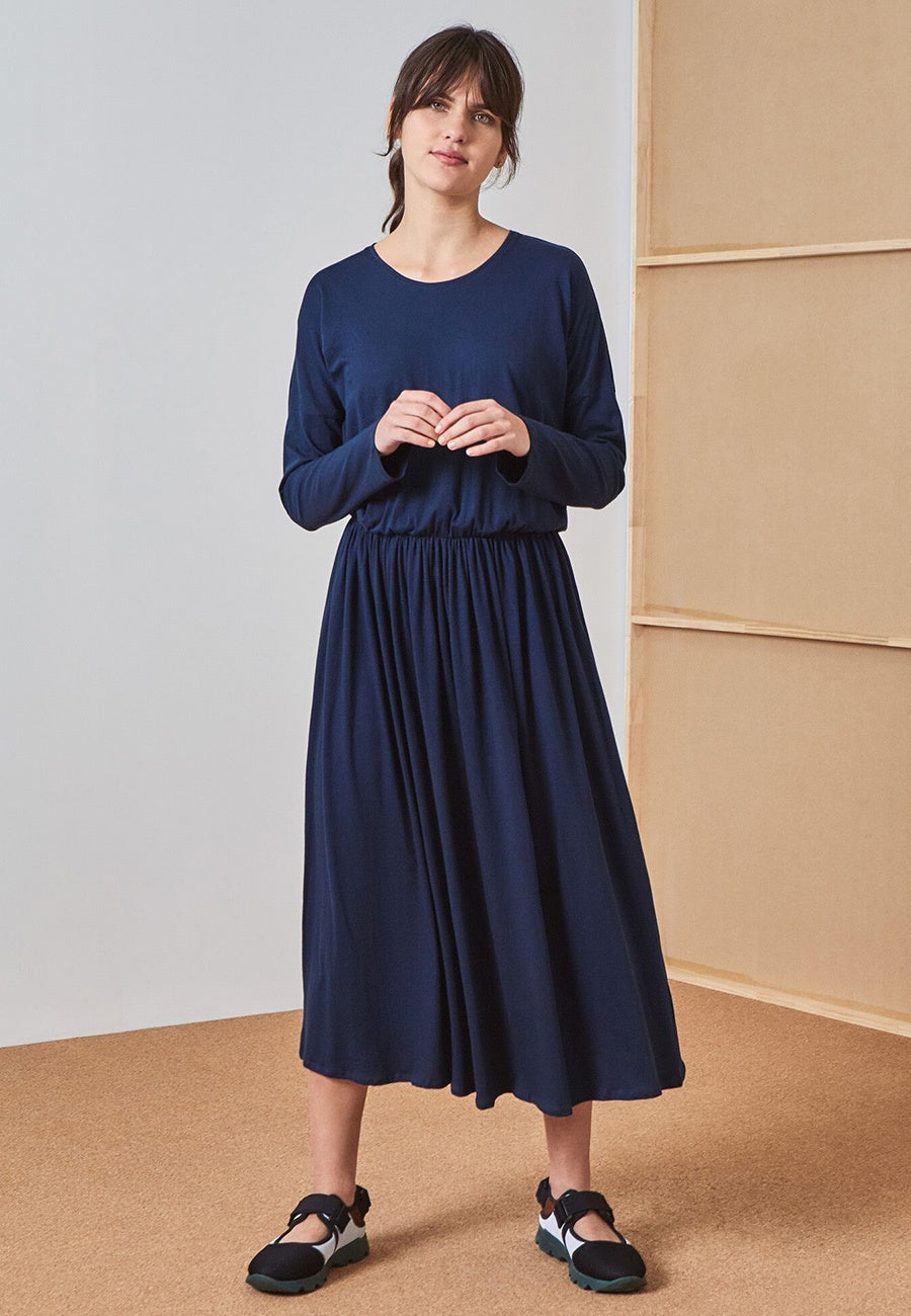 Kowtow Building Block Dancer Dress - navy — Good as Gold