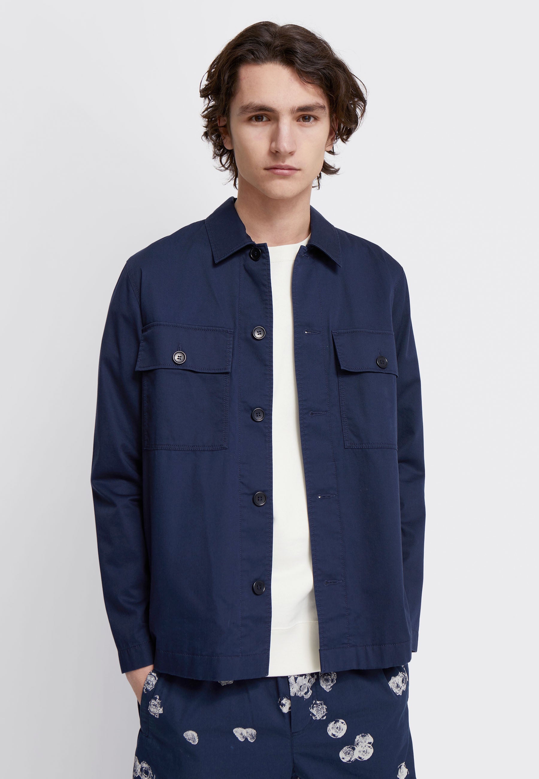 Fabian Twill Overshirt - navy