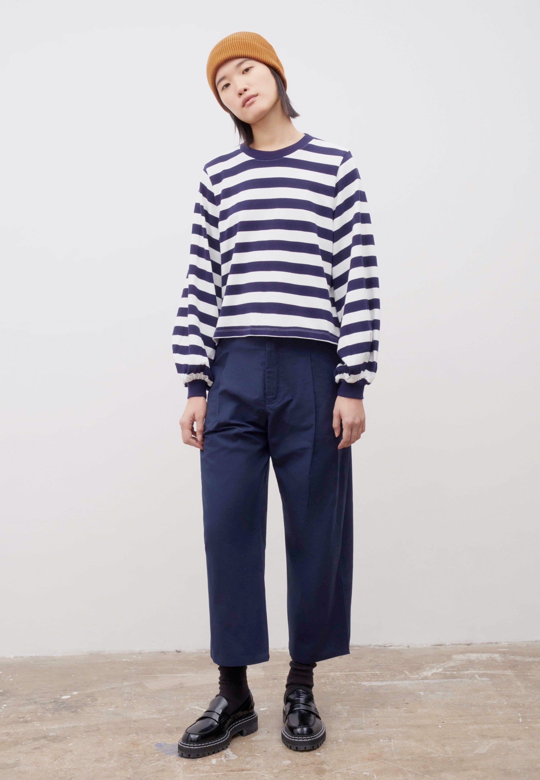 Building Block Gather Sleeve Top - stripe