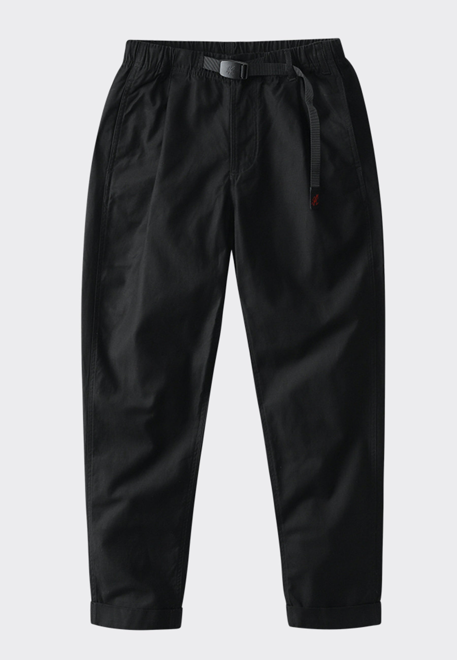 Tuck Tapered Back Satin Pants - black