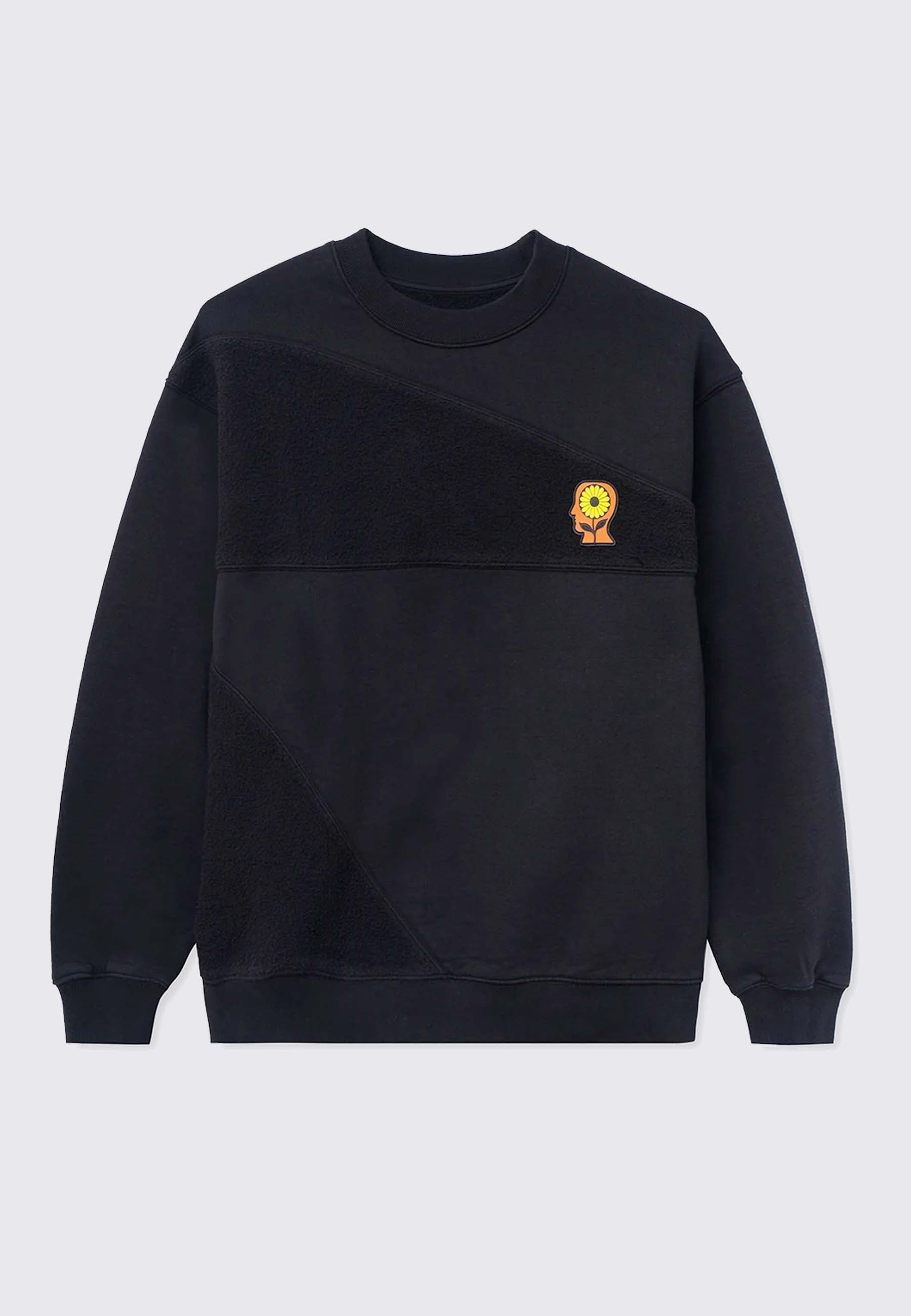 Sunflower Asymmetrical Panelled Crewneck - black