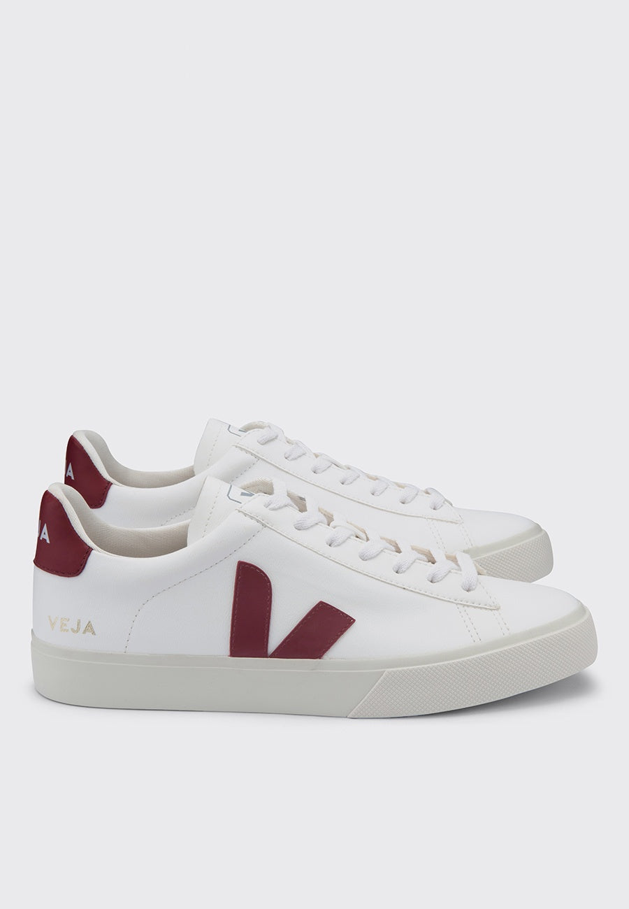 Veja | Campo Chromefree Leather - white/marsala | Good As Gold, NZ