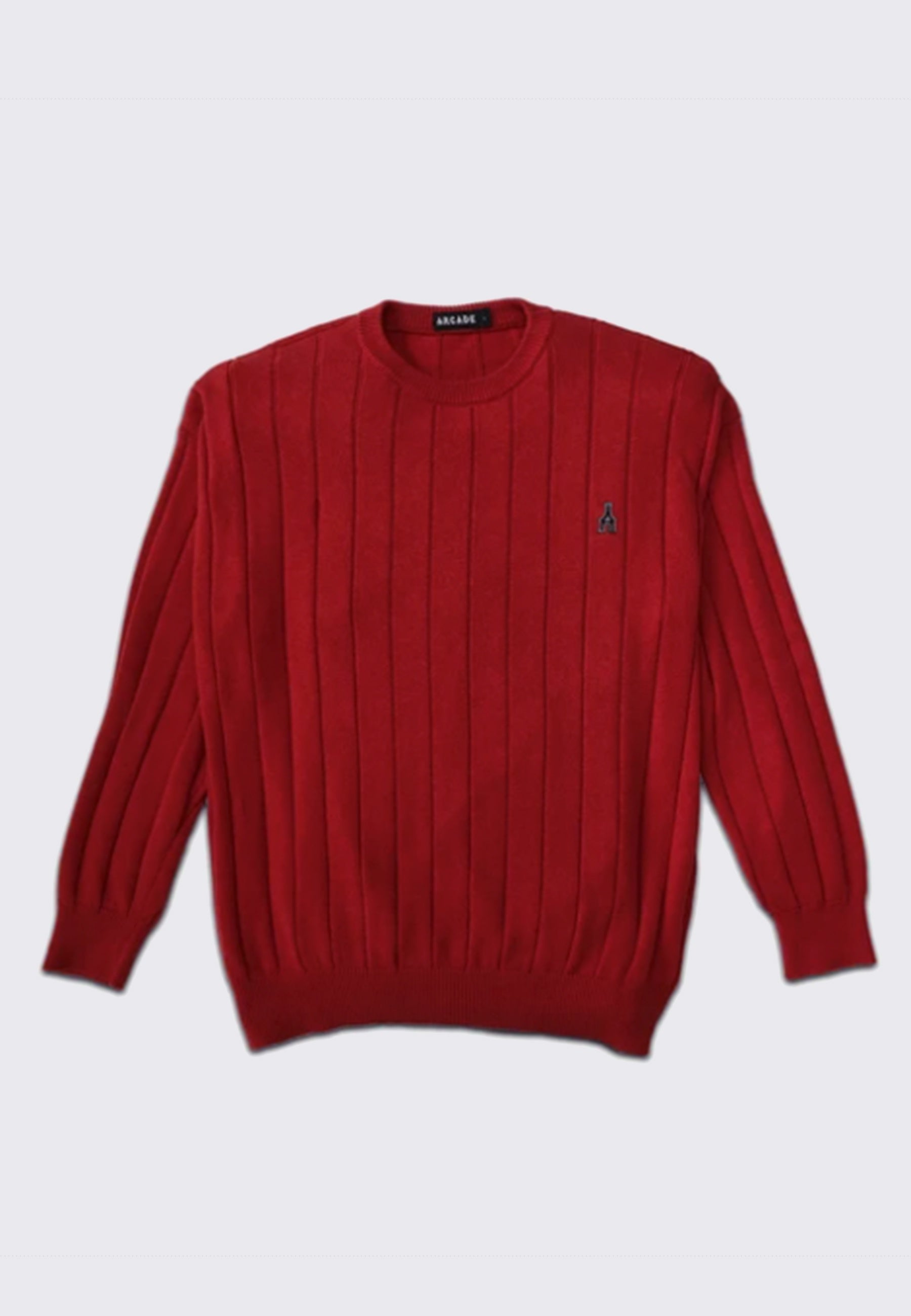 Rib Knit Crew - red