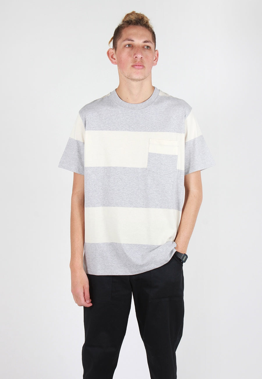 Norse Projects Johannes Block Stripe T-Shirt - light grey melange - Good As Gold