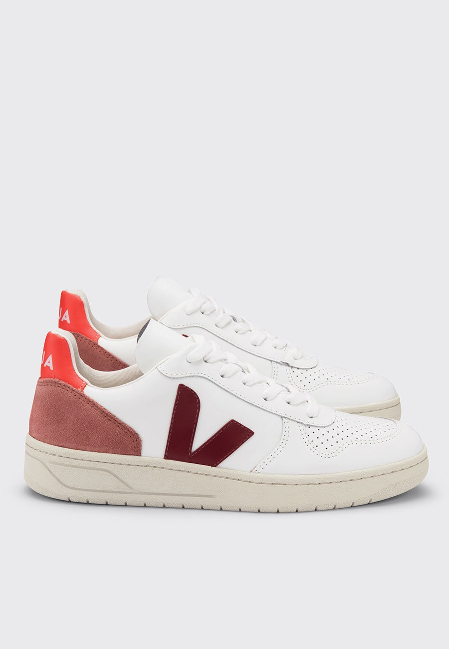 Veja | V10 Leather - extra white/marsala/dried petal/orange | Good As Gold, NZ