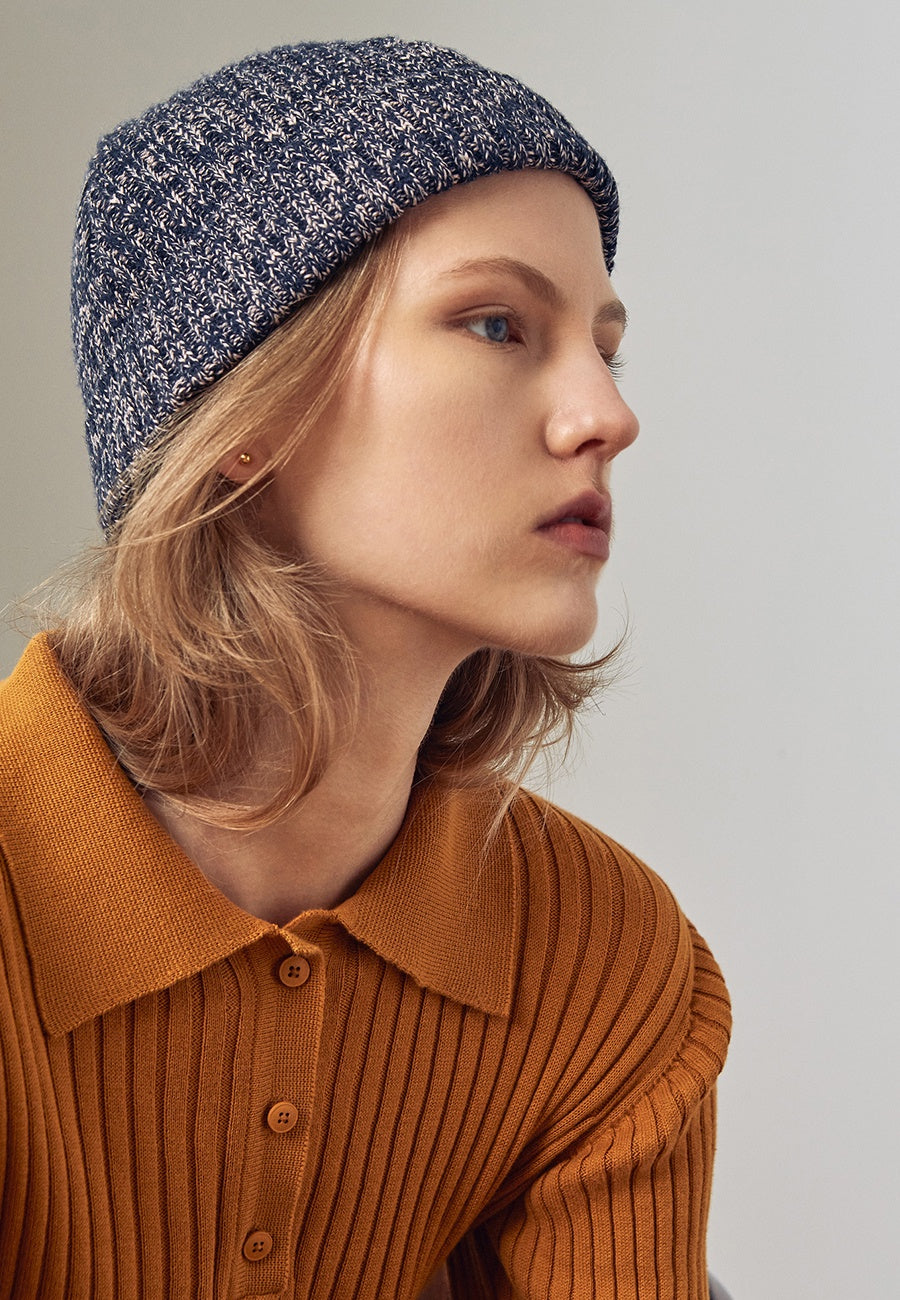 Kowtow Horizon Beanie - navy melange - Good As Gold