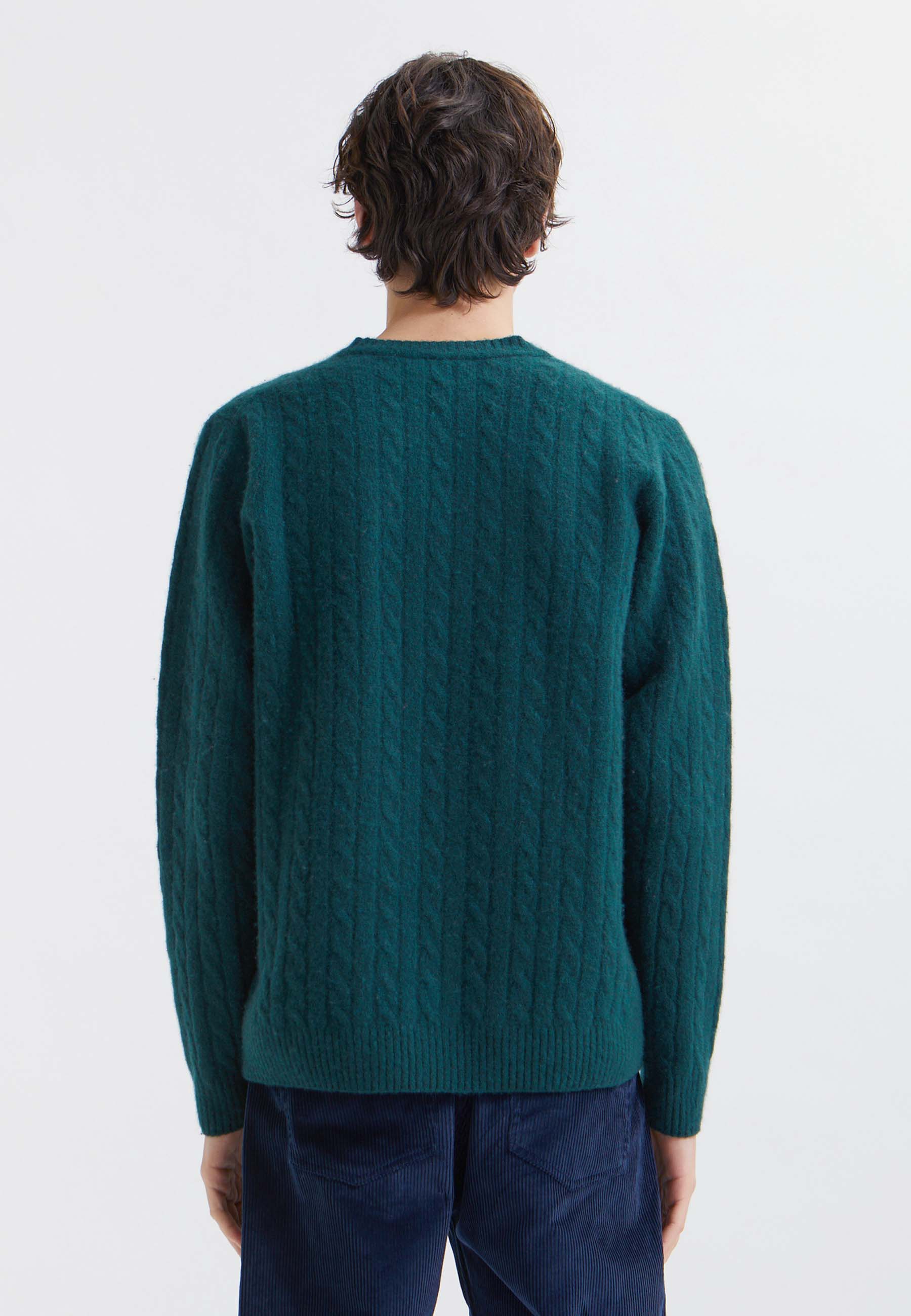 Beckett Lambswool Cable Jumper - dark emerald