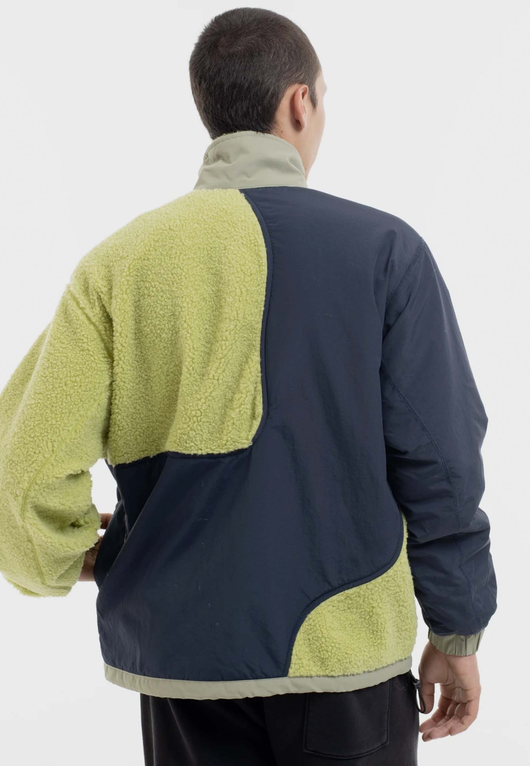 Paneled Sherpa Full Zip Jacket - lime