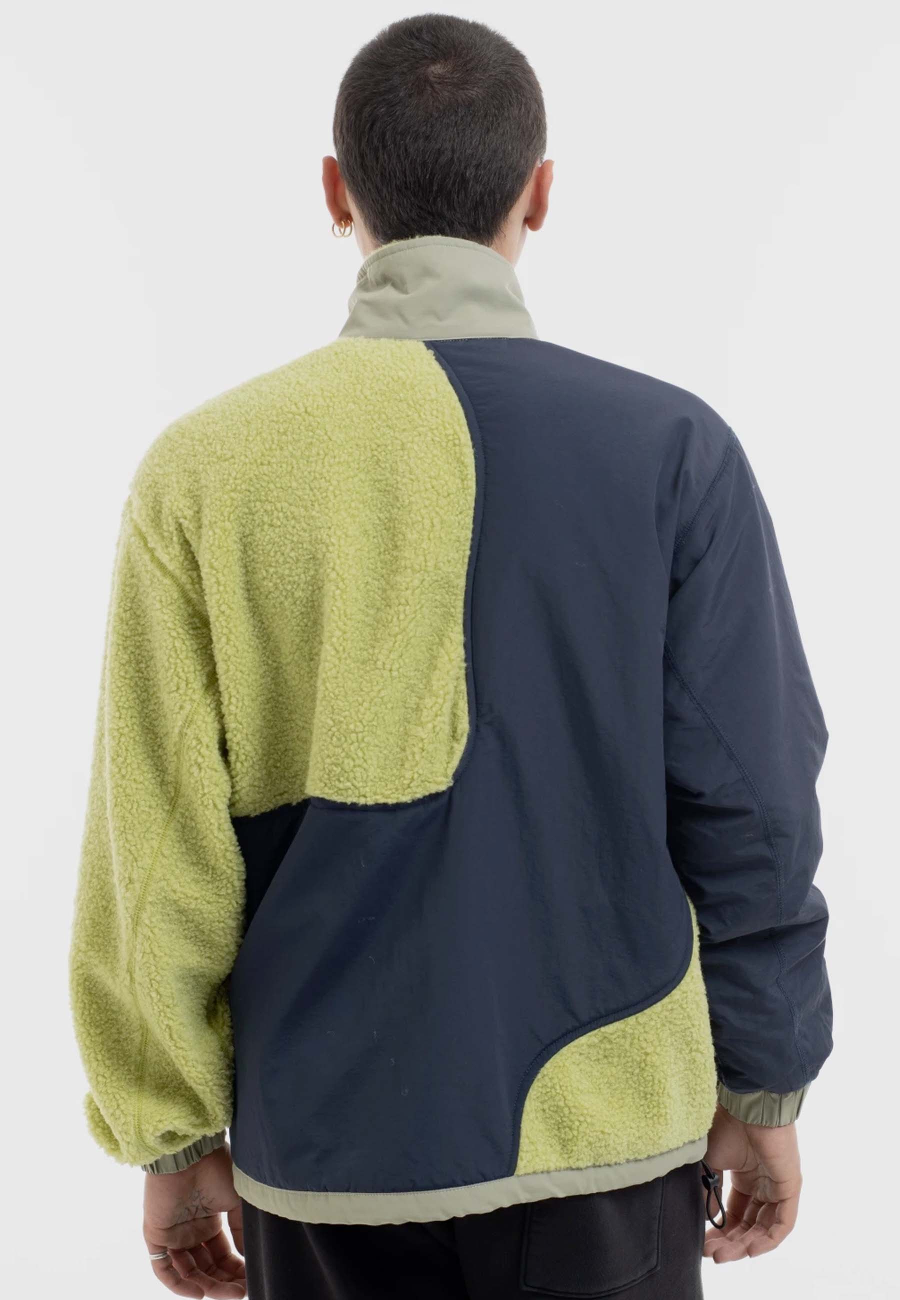 Paneled Sherpa Full Zip Jacket - lime