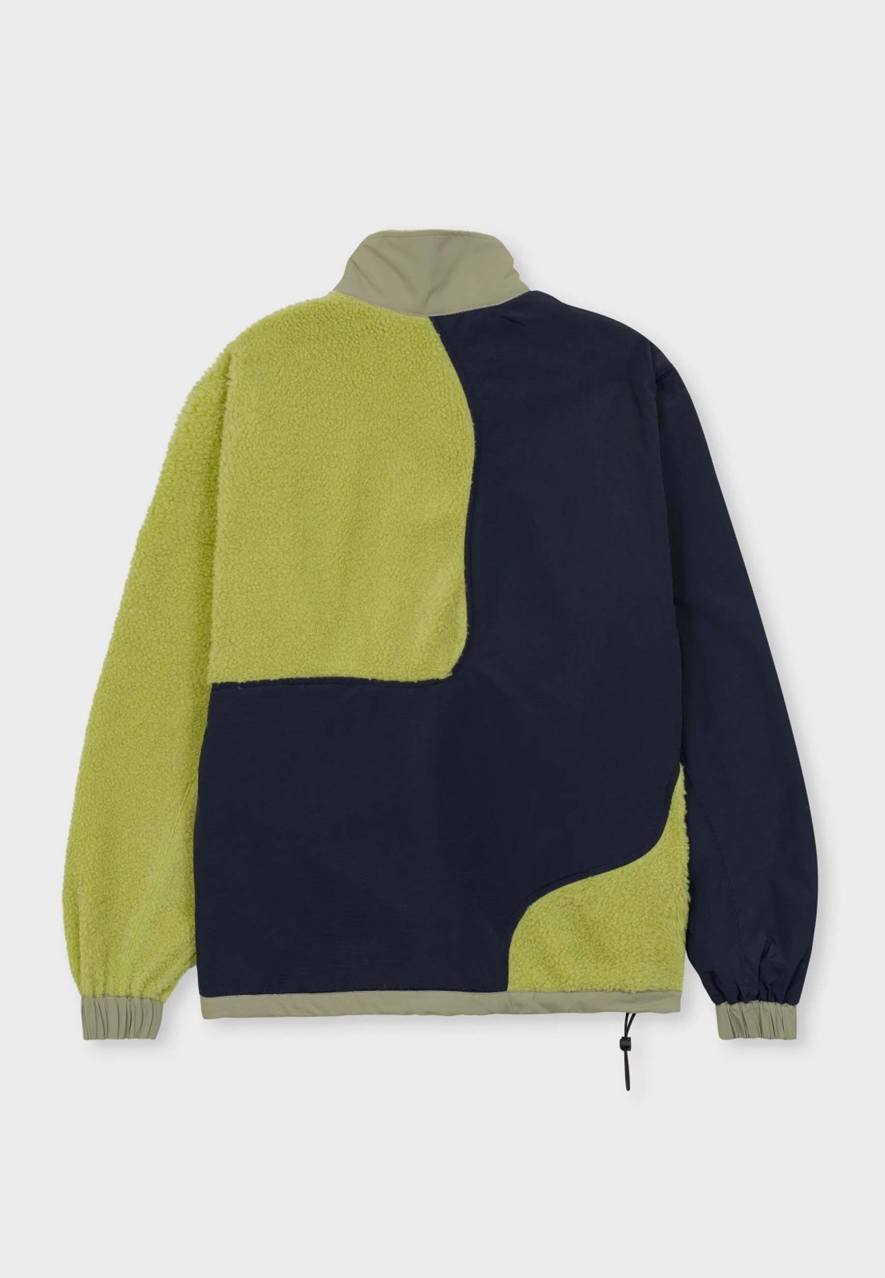 Paneled Sherpa Full Zip Jacket - lime