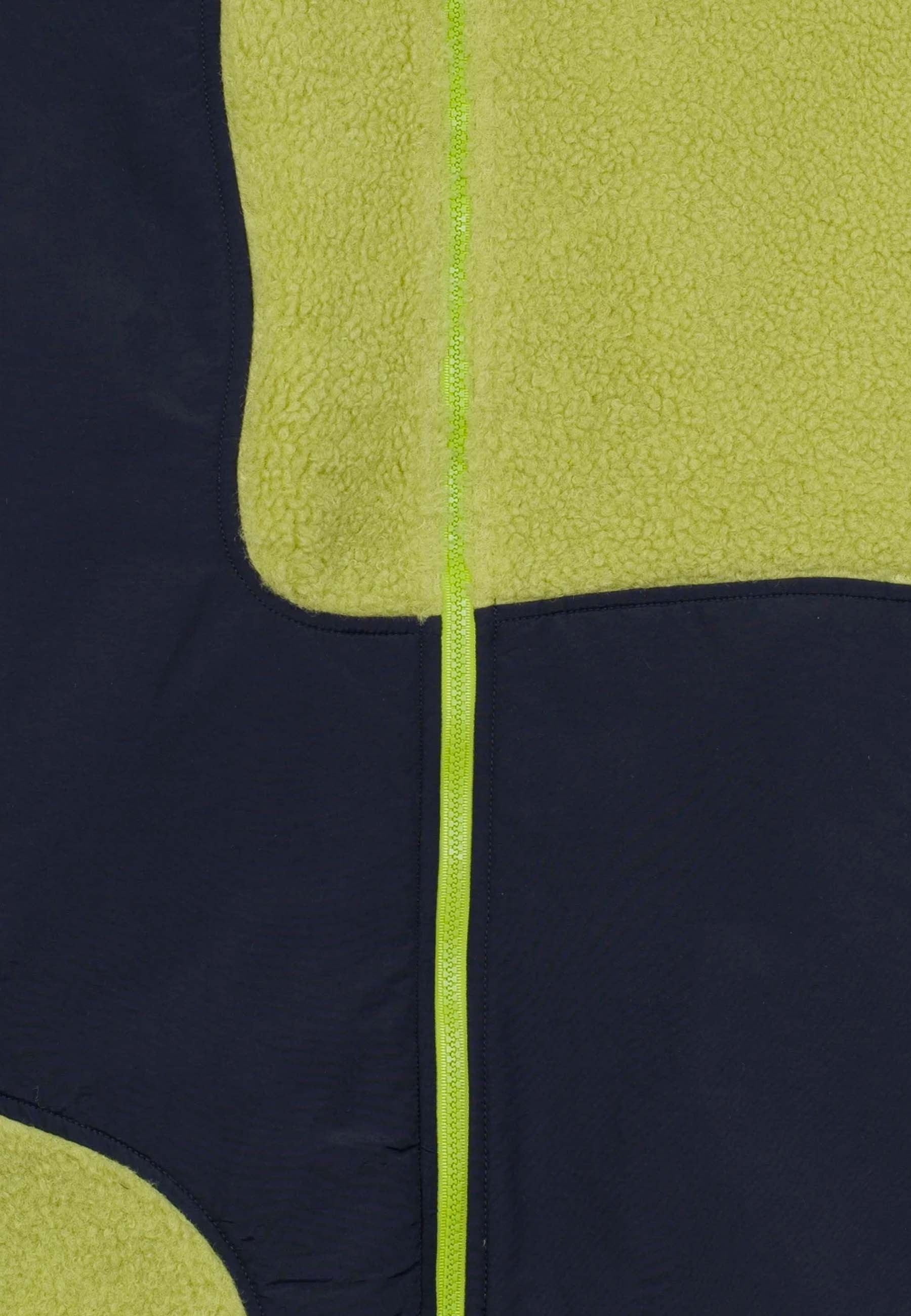 Paneled Sherpa Full Zip Jacket - lime