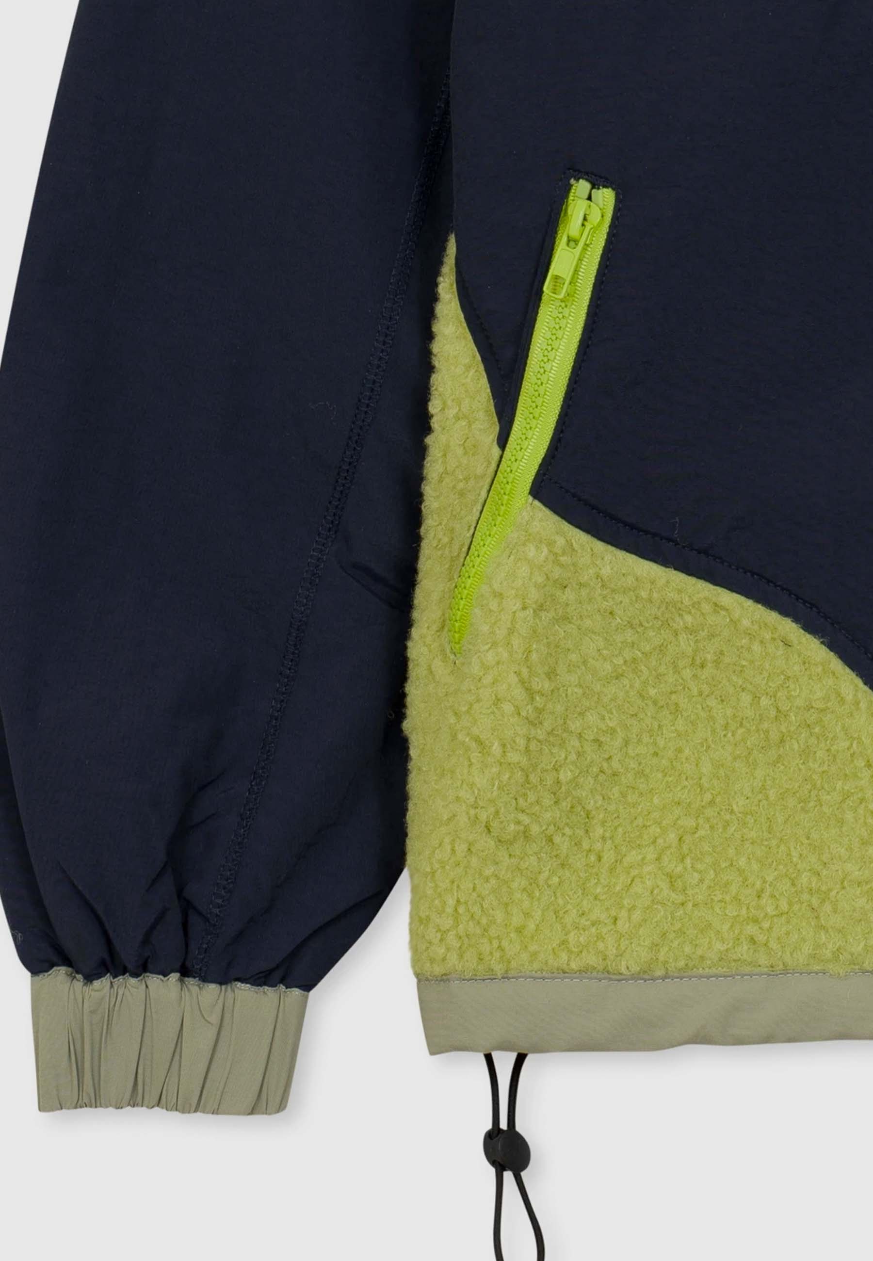 Paneled Sherpa Full Zip Jacket - lime