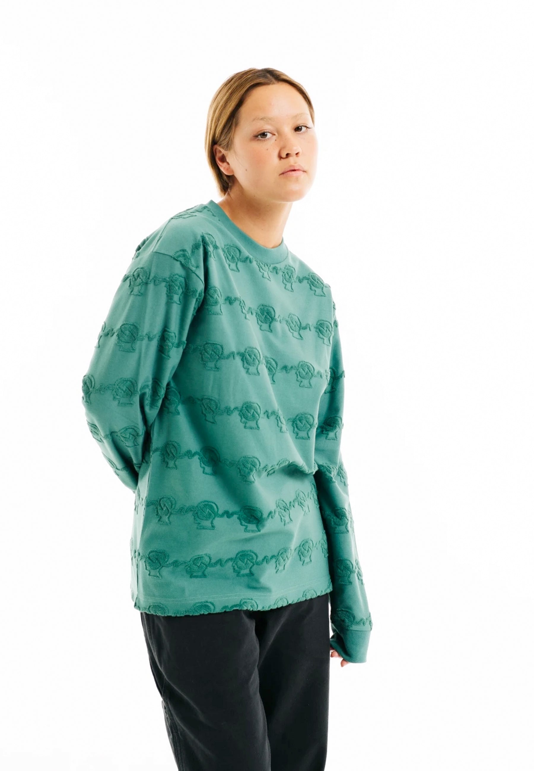 Running Head Textured Stripe Long Sleeve - mallard green