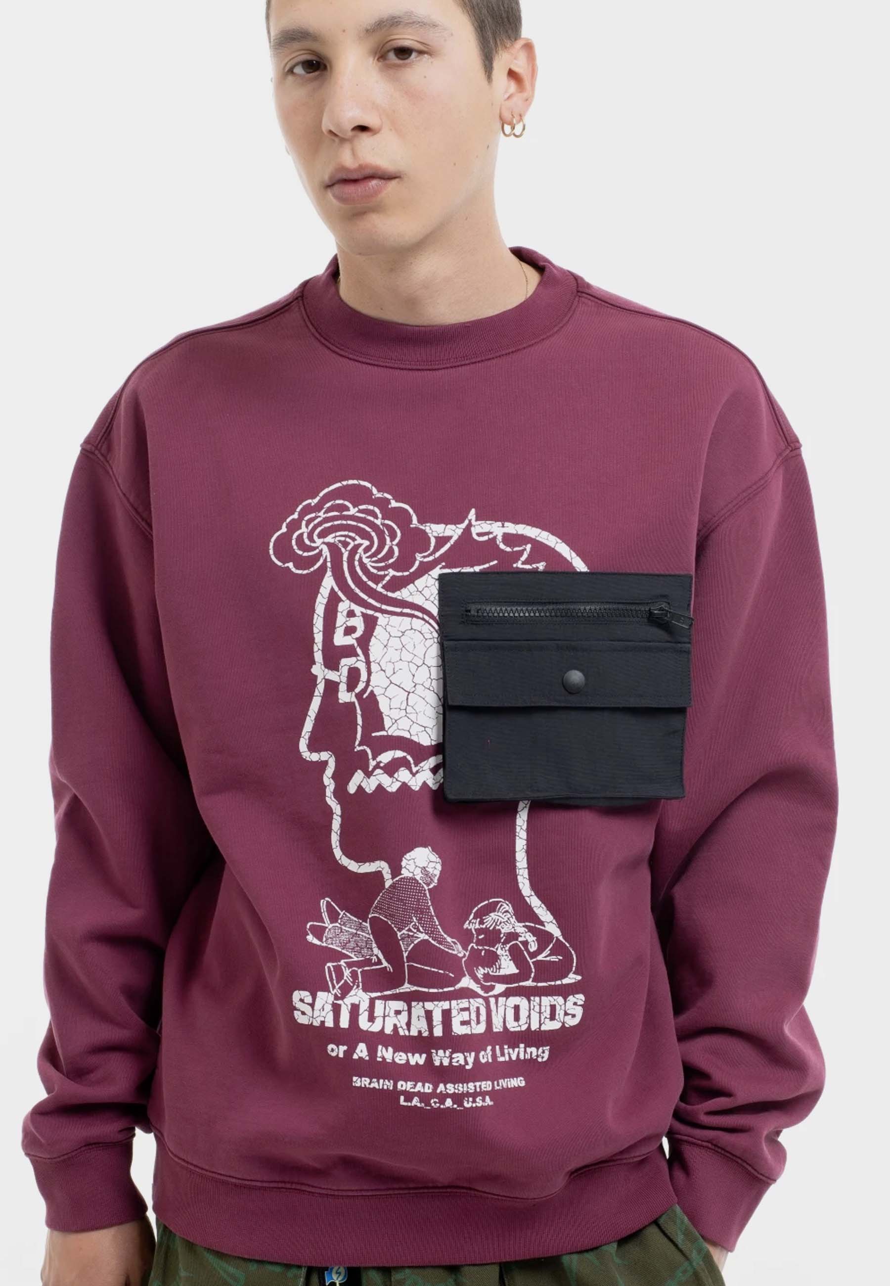 Saturated Voids Crew - vintage wash burgandy