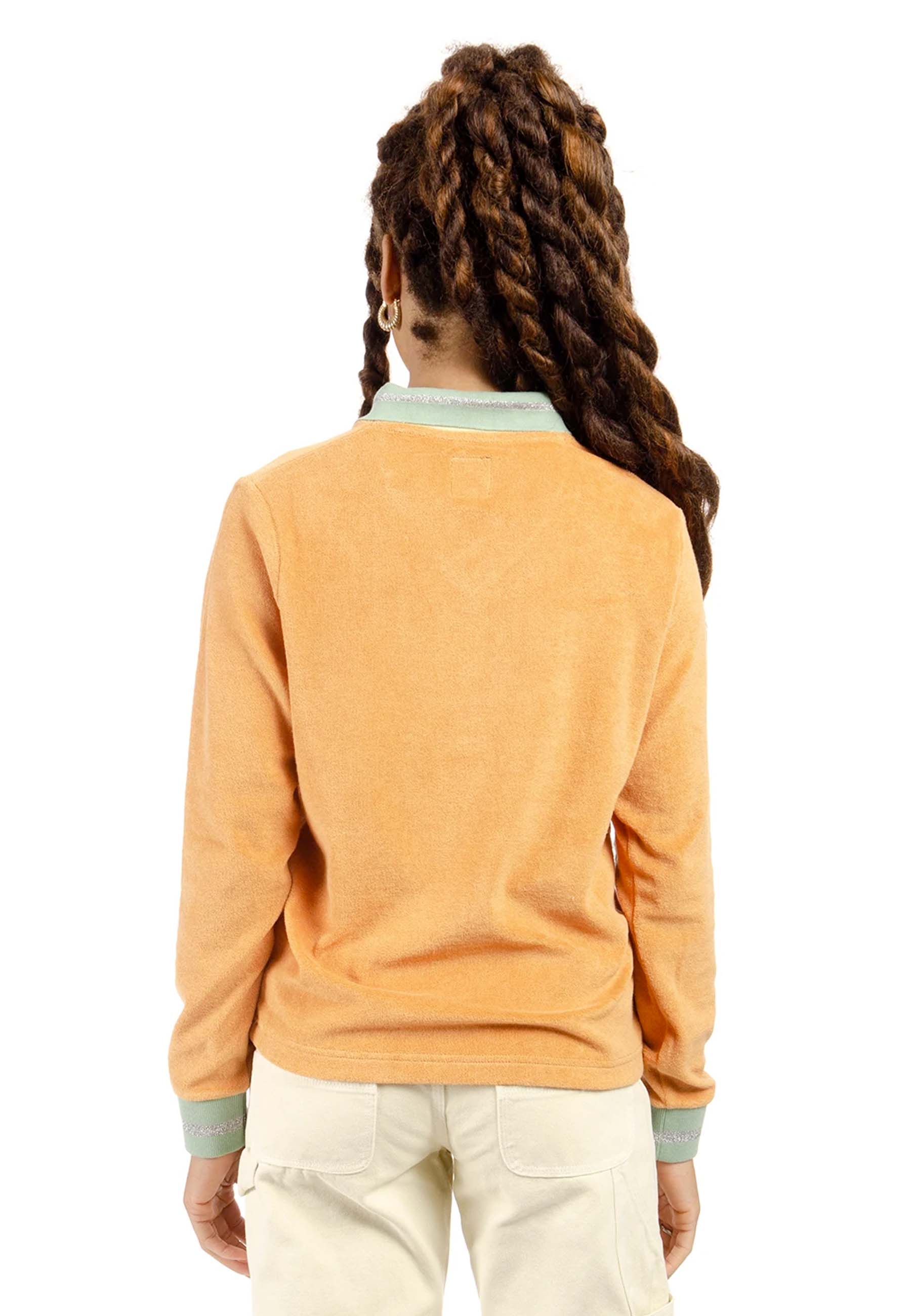 Split Neck Terry Long Sleeve T-Shirt - burnt orange