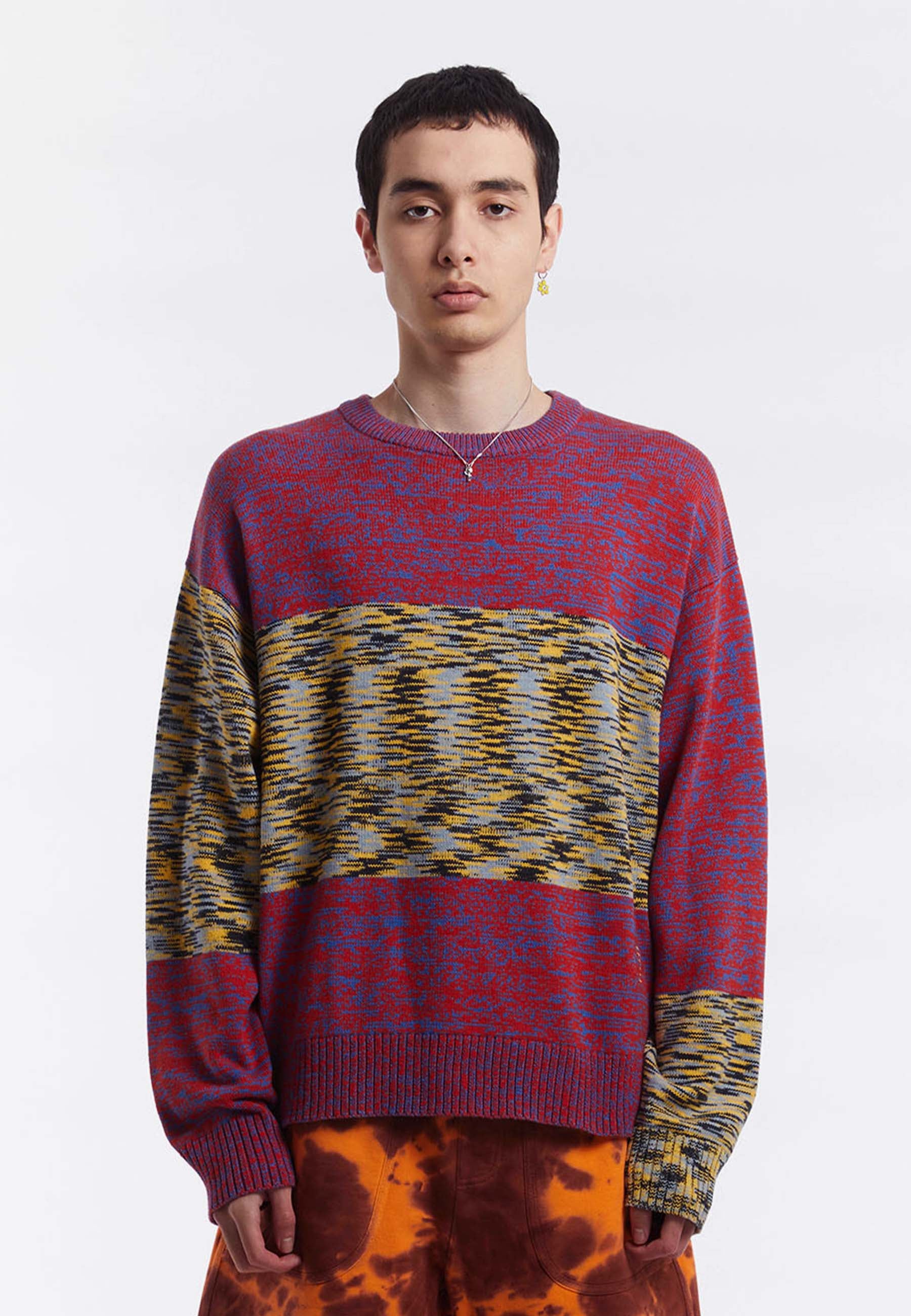 Contact Space Dye Knitted Crew Neck - arid sands