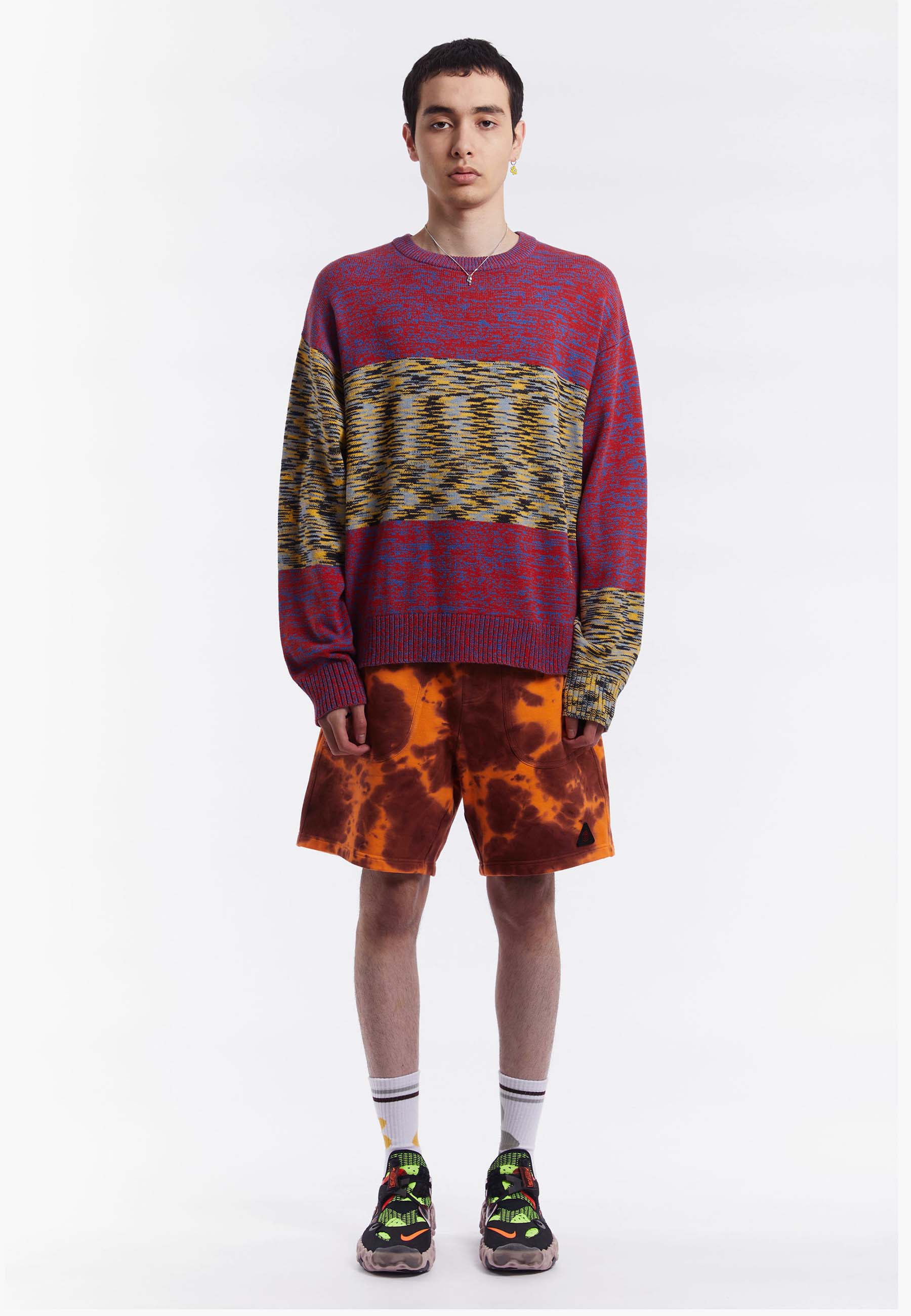 Contact Space Dye Knitted Crew Neck - arid sands