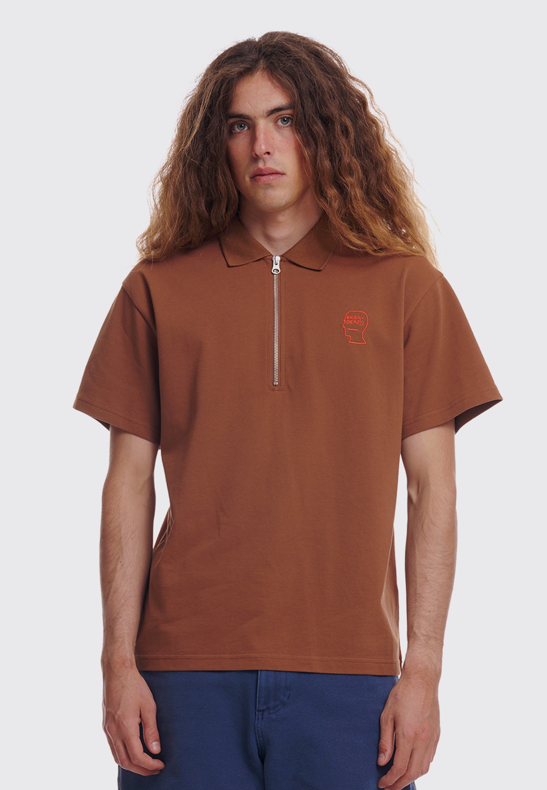 Dogma Half Zip Polo - Brown
