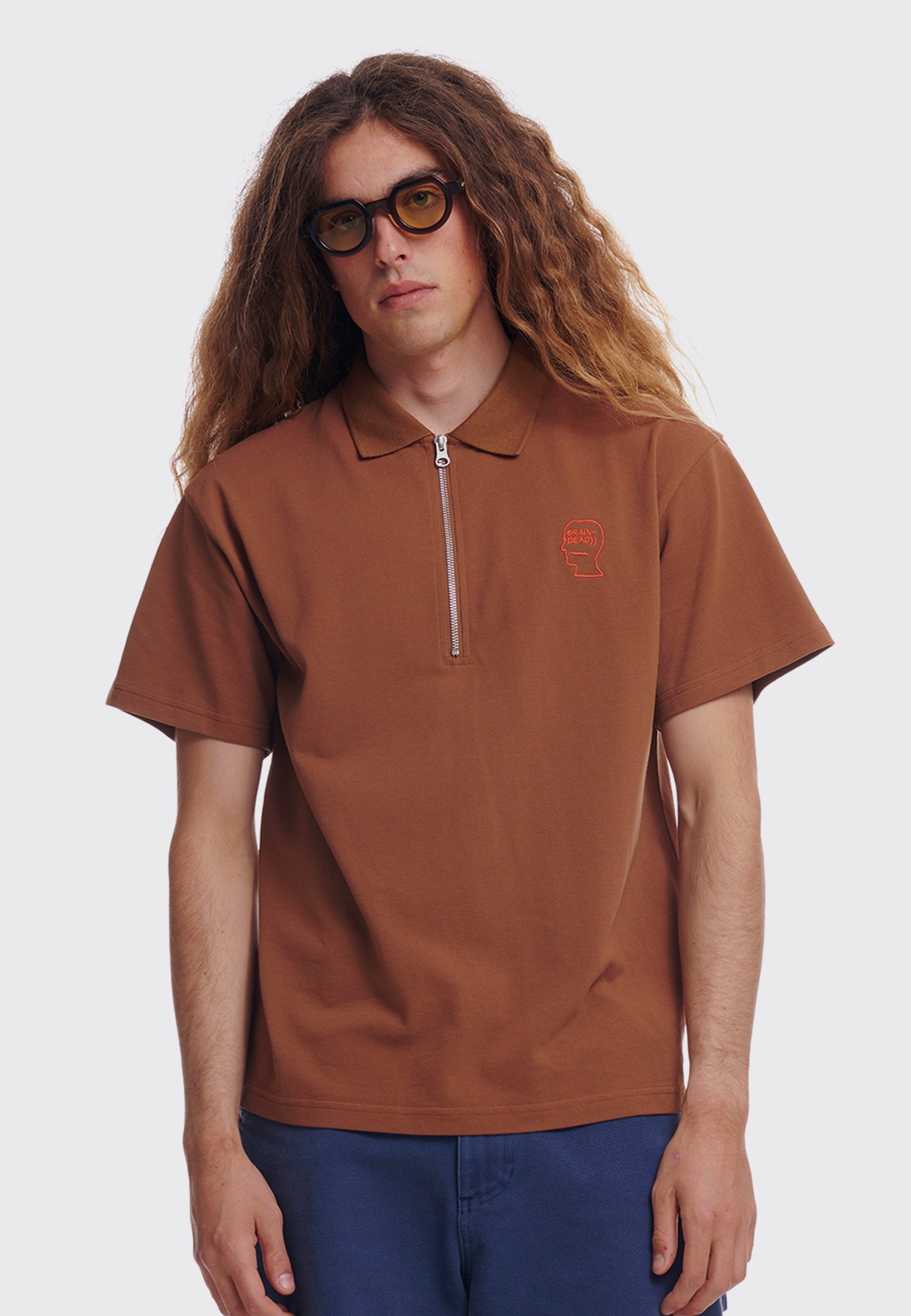 Dogma Half Zip Polo - Brown