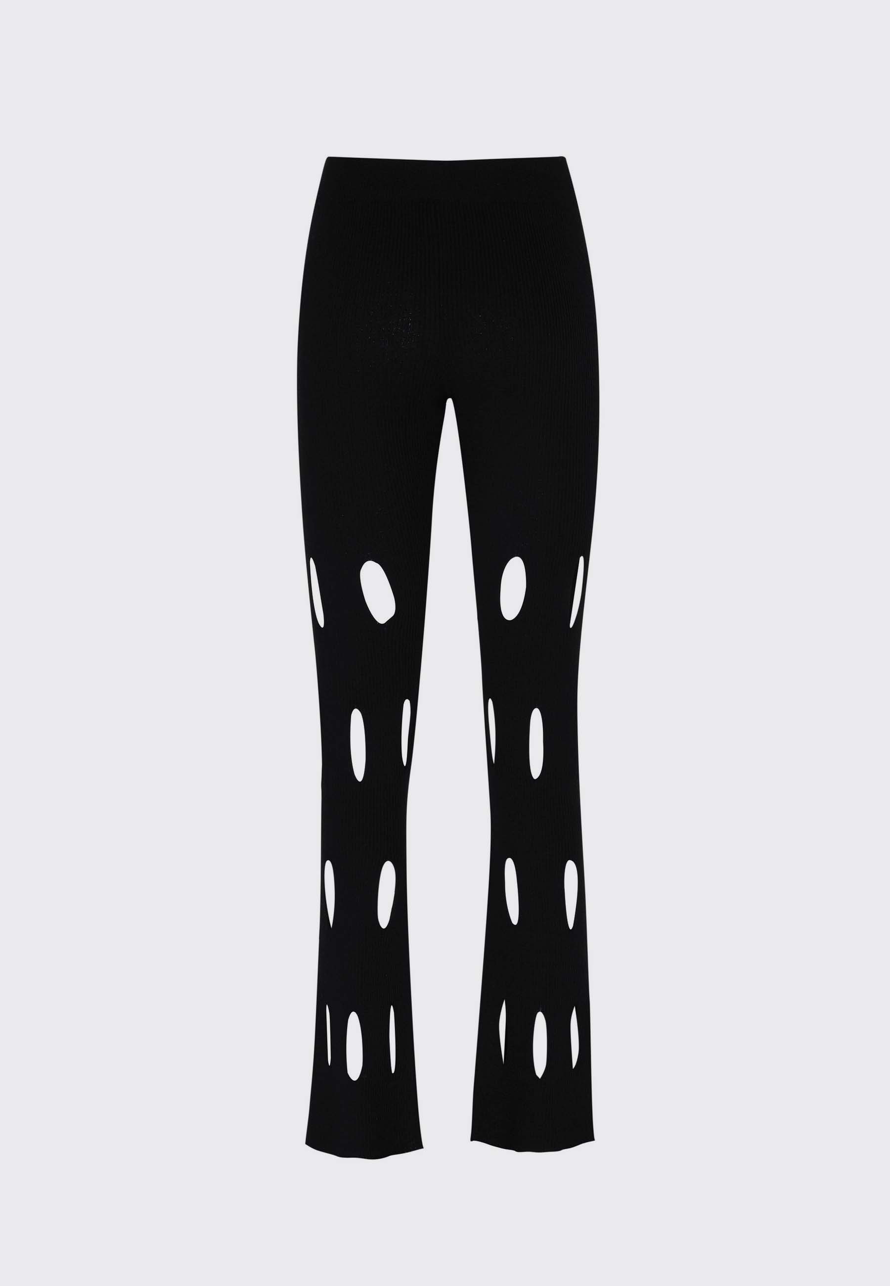 Cut-Out Knit Pants - black