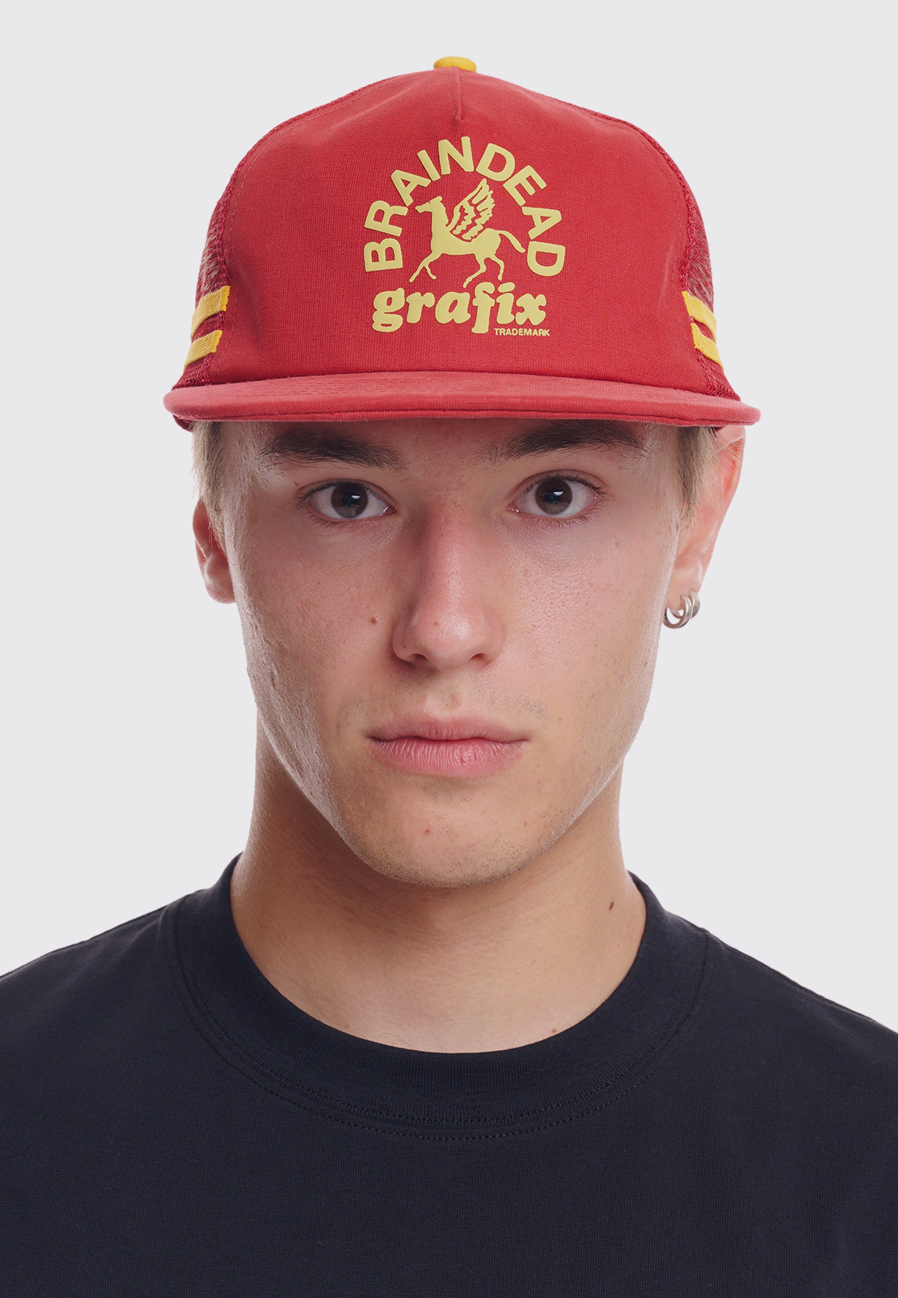 Grafix 5 Panel Trucker Cap - Red