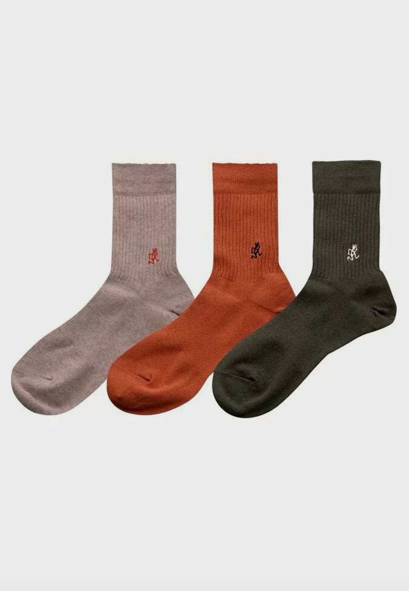 Basic Crew Socks - 3 Pack - Oat/Orange/Forest