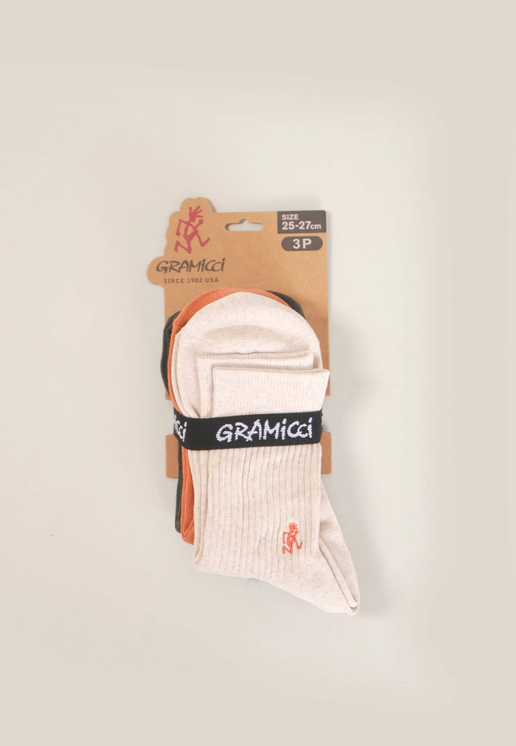 Basic Crew Socks - 3 Pack - Oat/Orange/Forest
