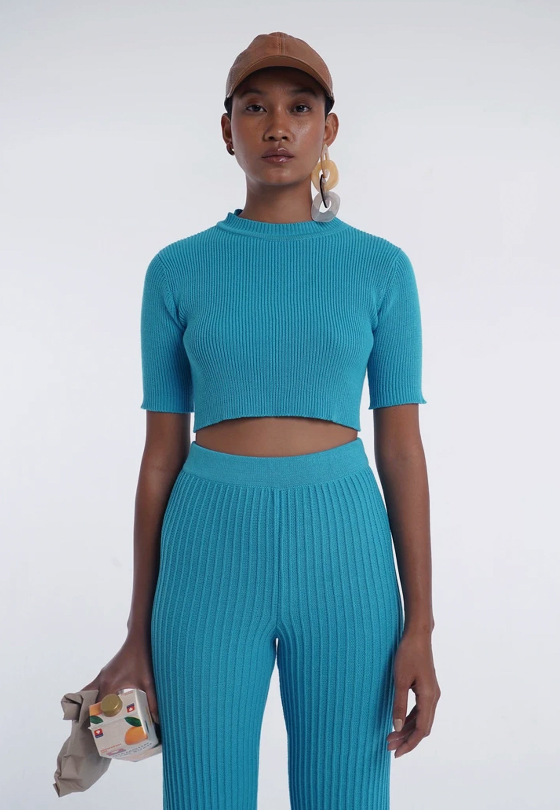 Highrise Knit Top - aqua