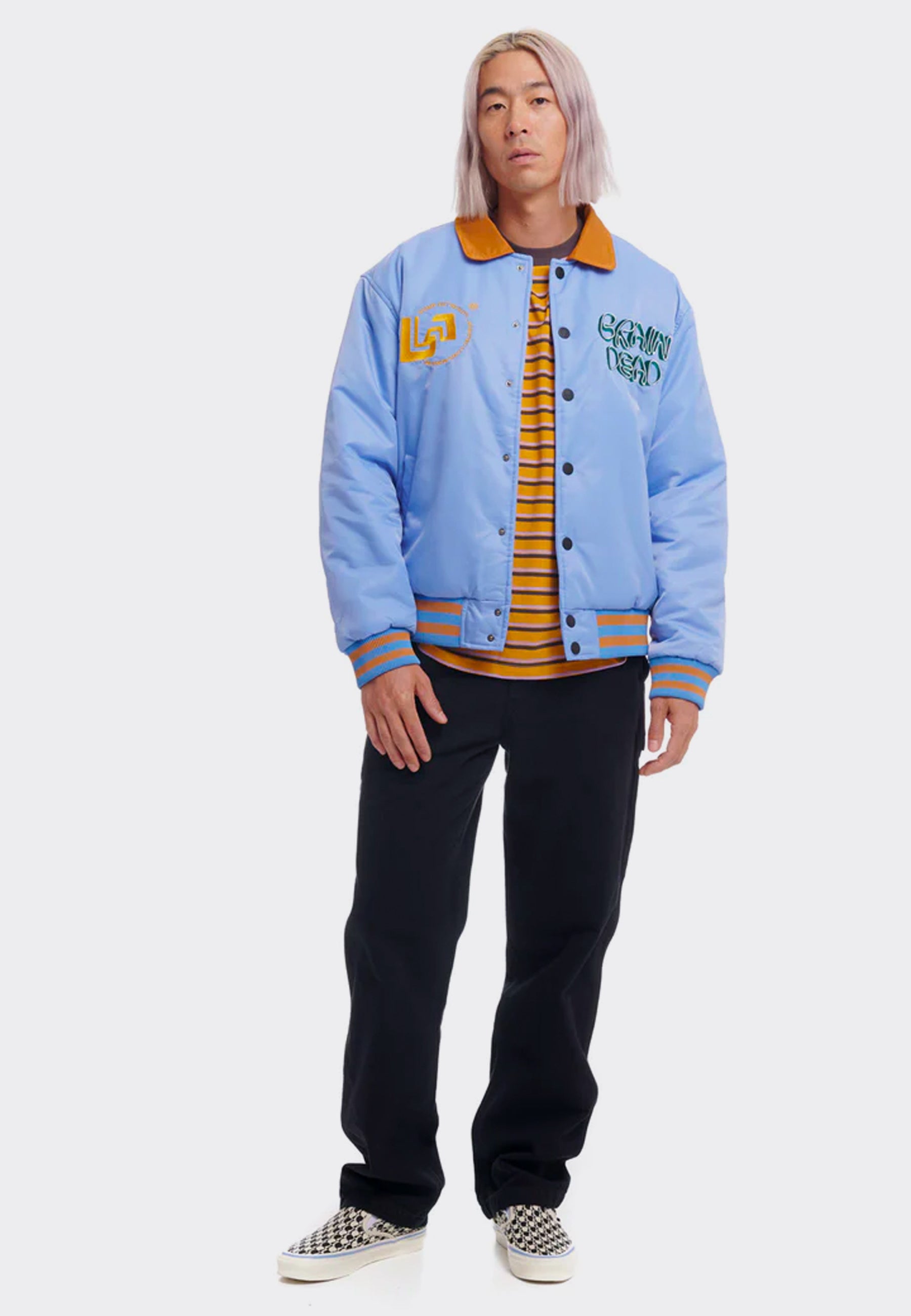 Brain Dead | Buy Human Hardware Satin Jacket - Slate Blue online