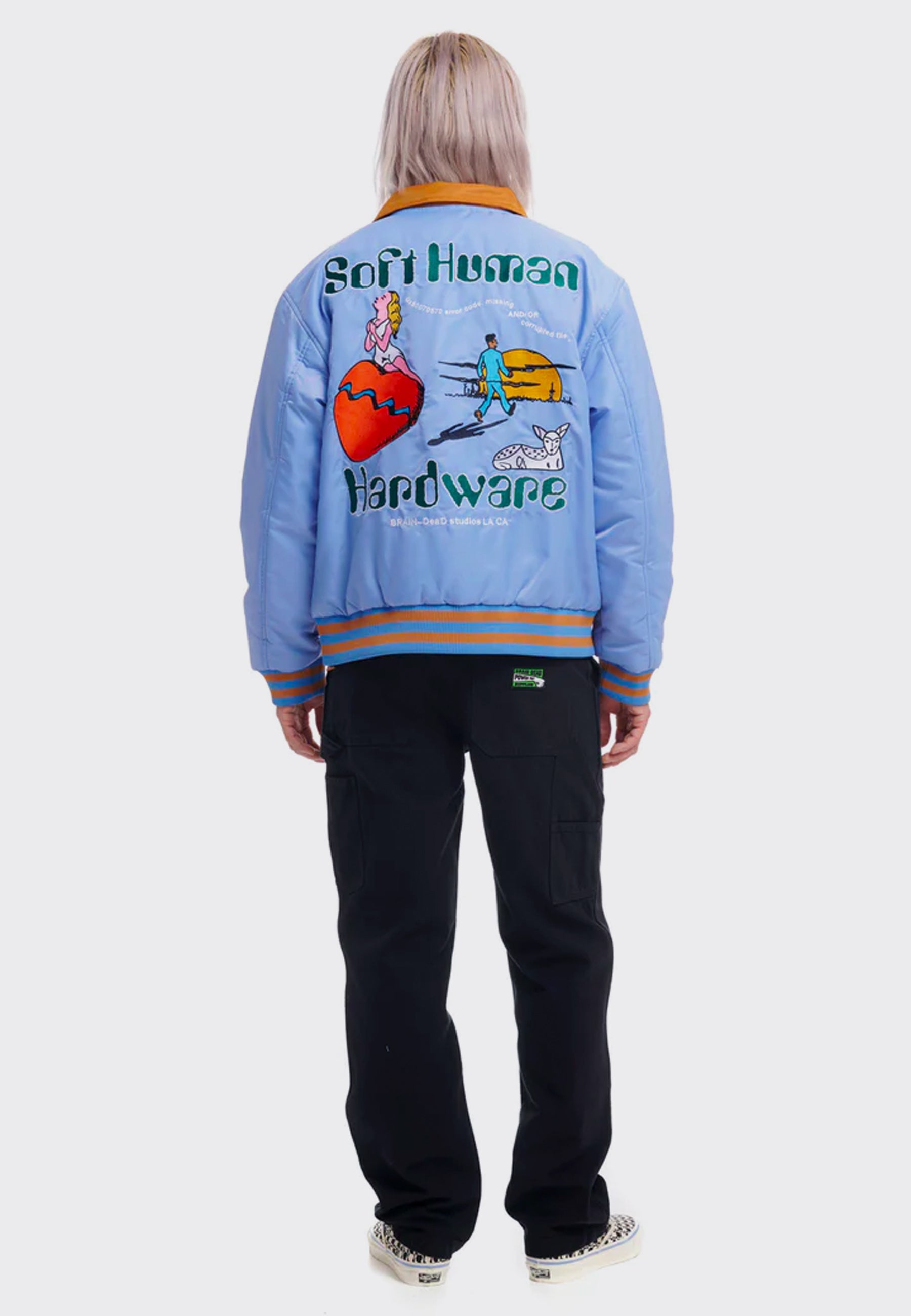 Brain Dead | Buy Human Hardware Satin Jacket - Slate Blue online