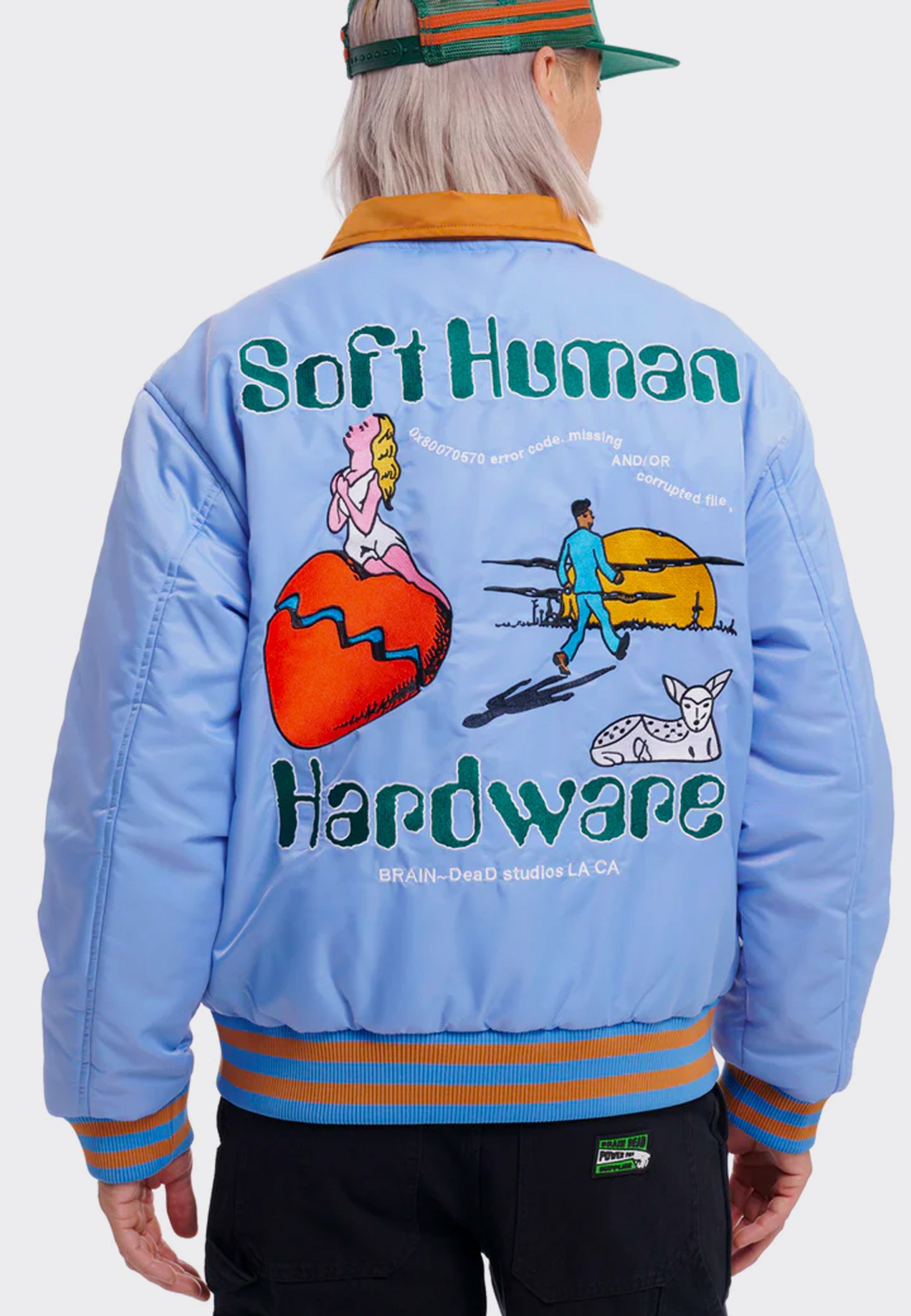 Brain Dead | Buy Human Hardware Satin Jacket - Slate Blue online