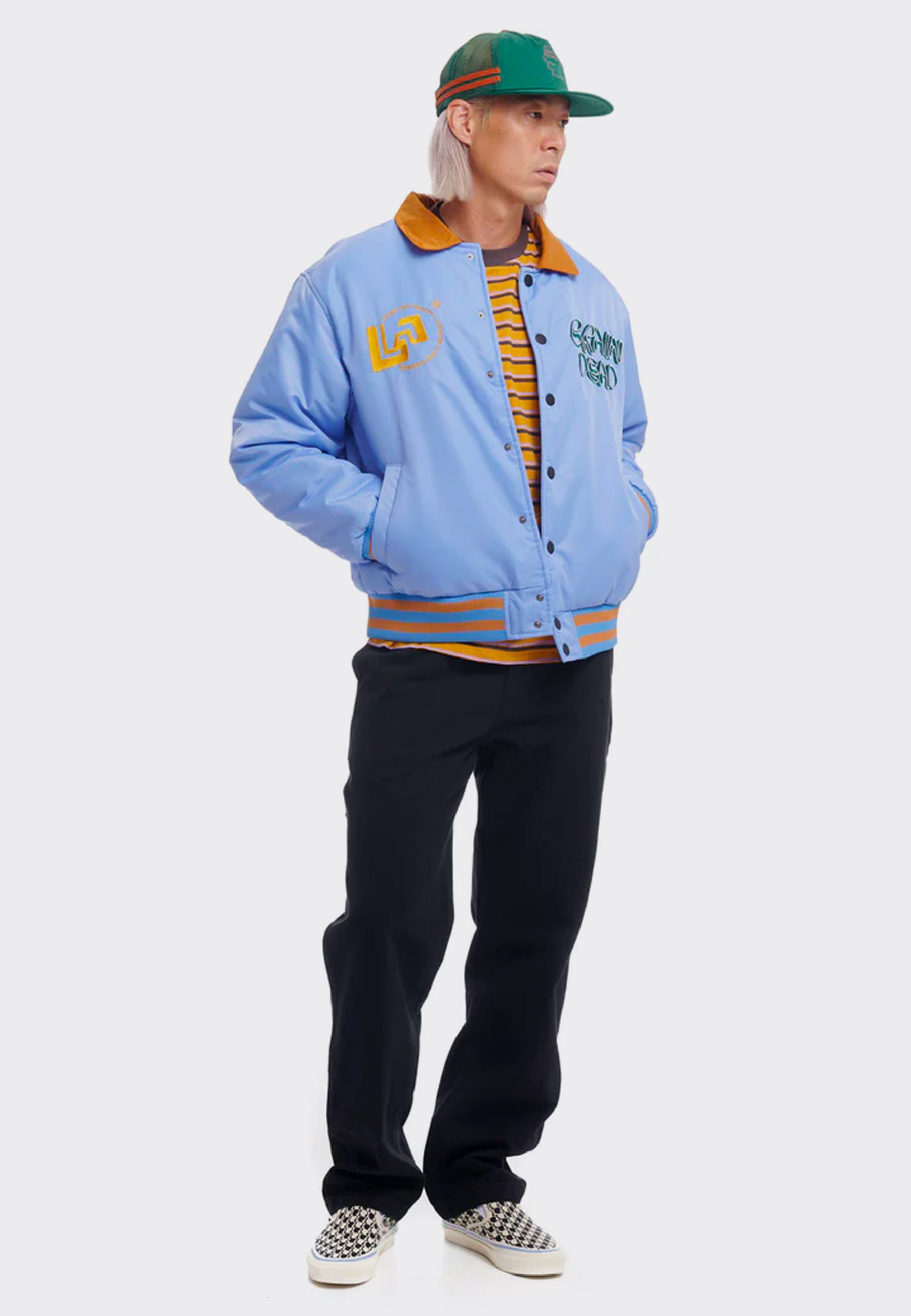 Brain Dead | Buy Human Hardware Satin Jacket - Slate Blue online