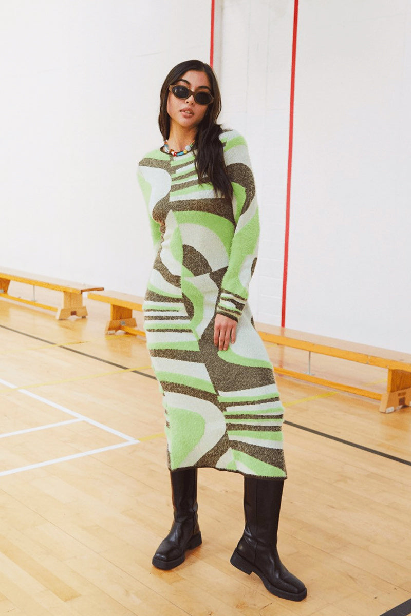 House Of Sunny | Buy Land Cruise Hockney Dress - grass green & chocolate online | Good As Gold, NZ House Of Sunny | Buy Land Cruise Hockney Dress - grass green & chocolate online | Good As Gold, NZ