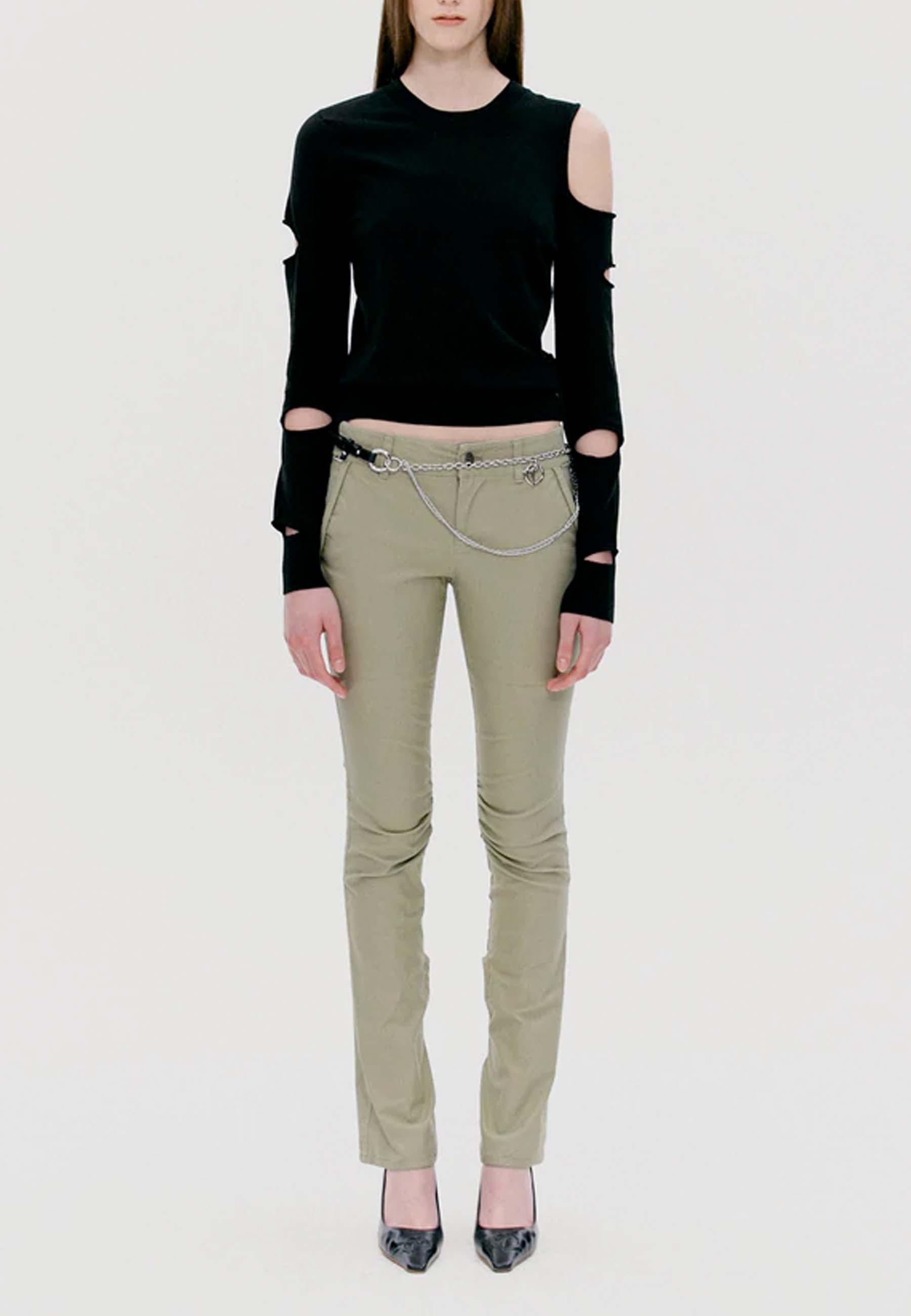 Asymmetric Cut-Out Sweater - black